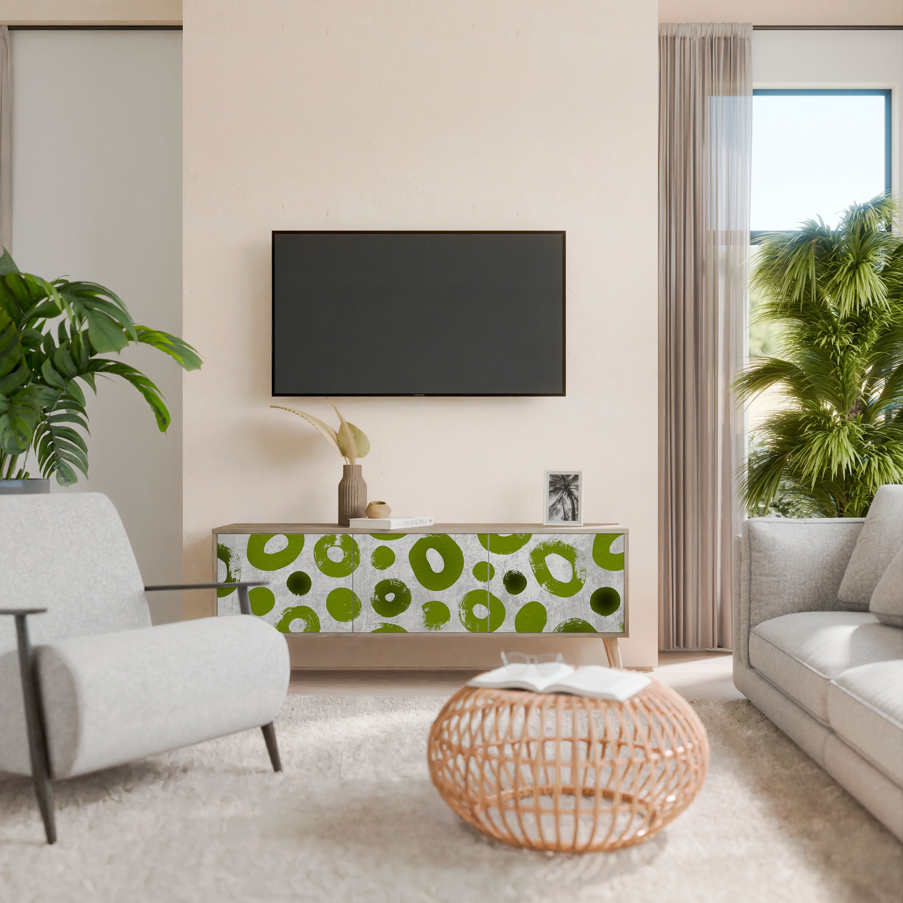 GREEN RHAPSODY Třídveřový TV stolek