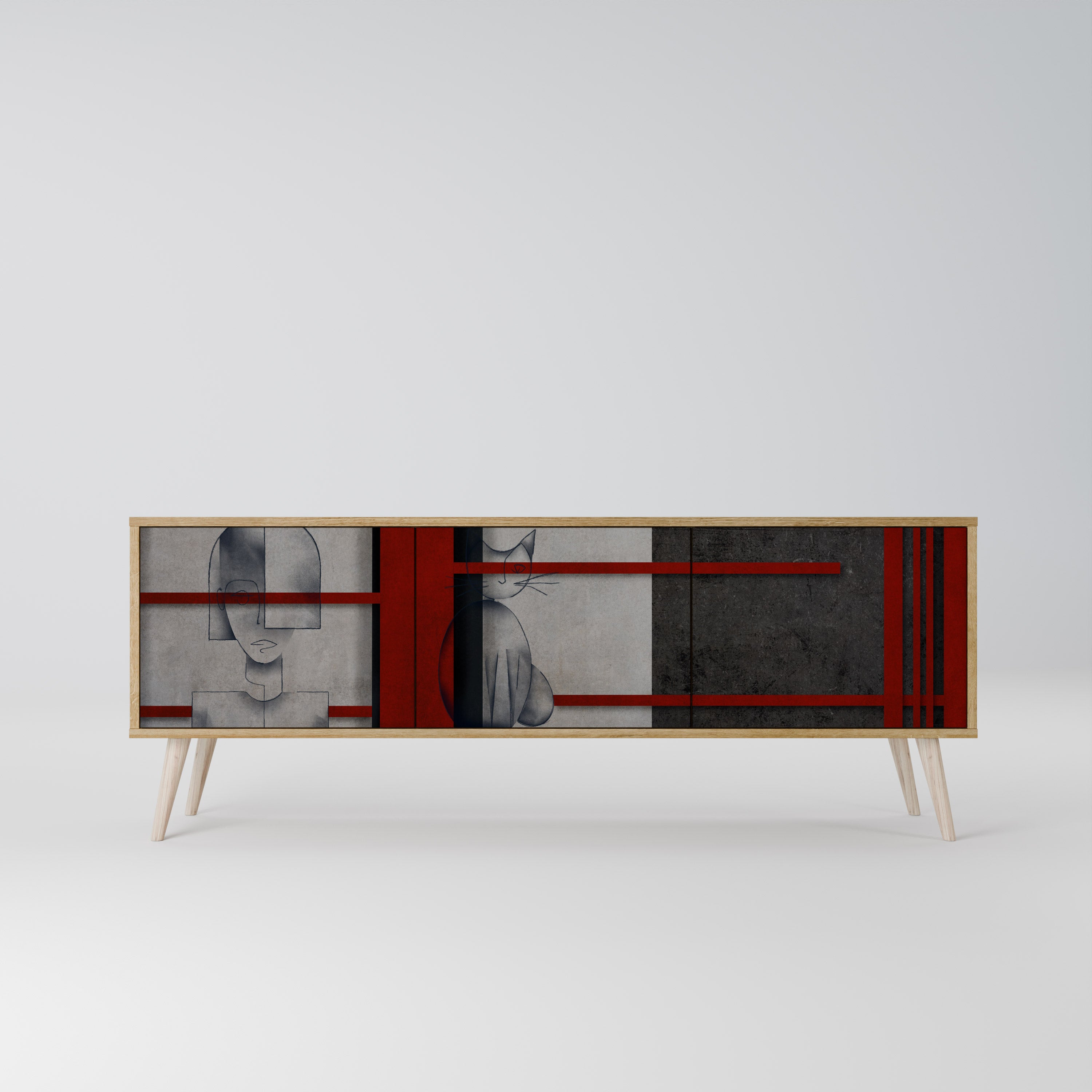 GRAY FIGURES Třídveřový TV stolek