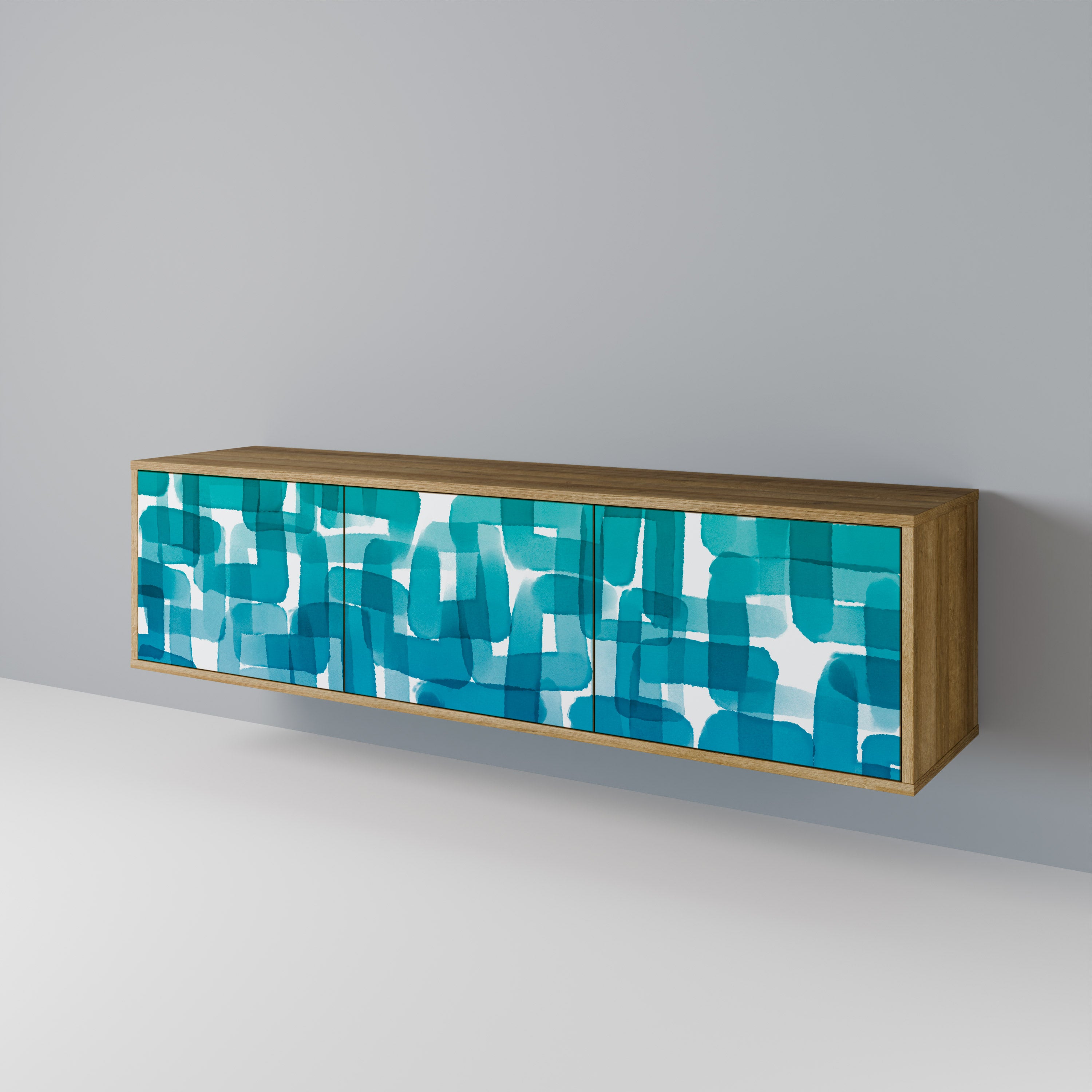 TURQUOISE RECTANGLES Třídveřový TV stolek
