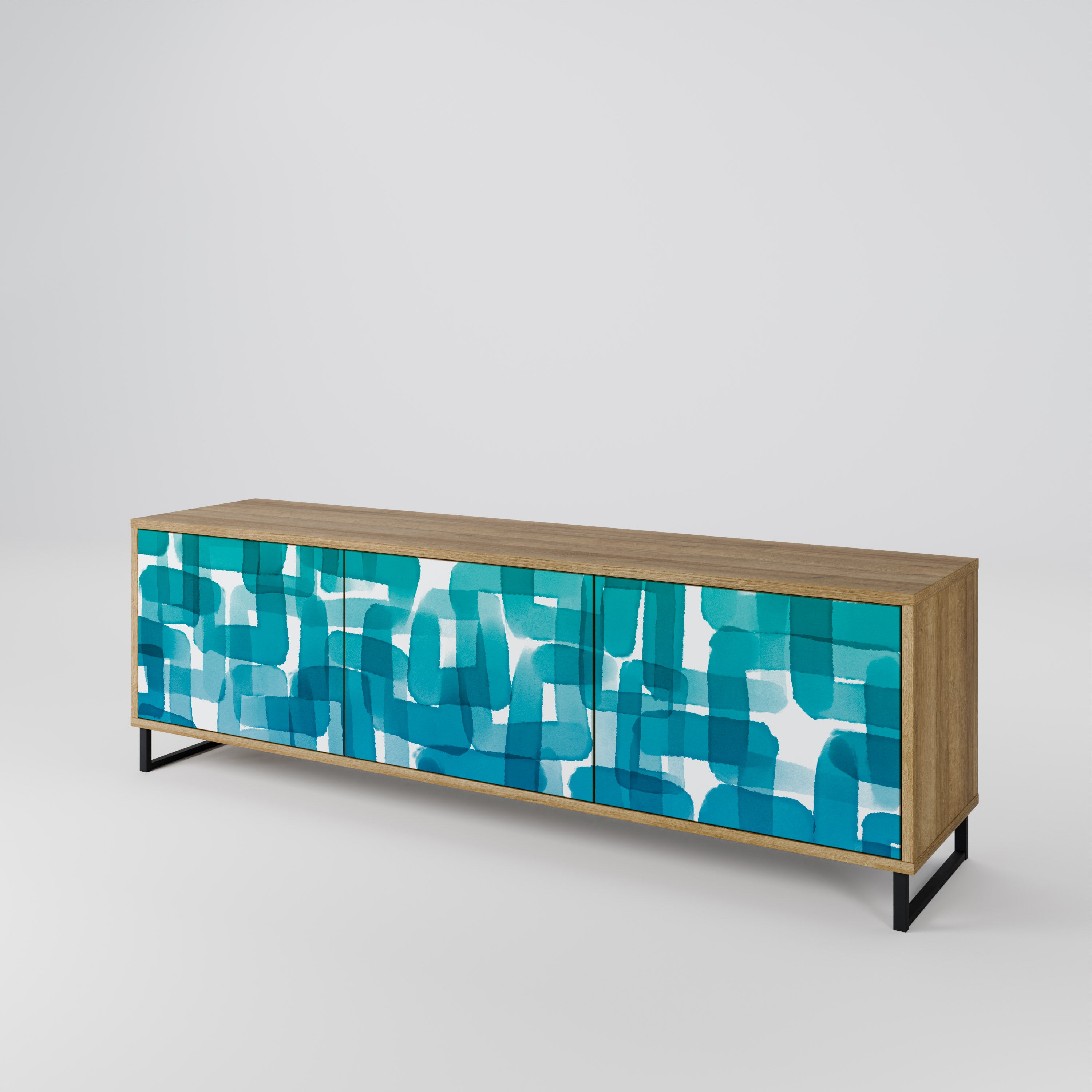 TURQUOISE RECTANGLES Třídveřový TV stolek