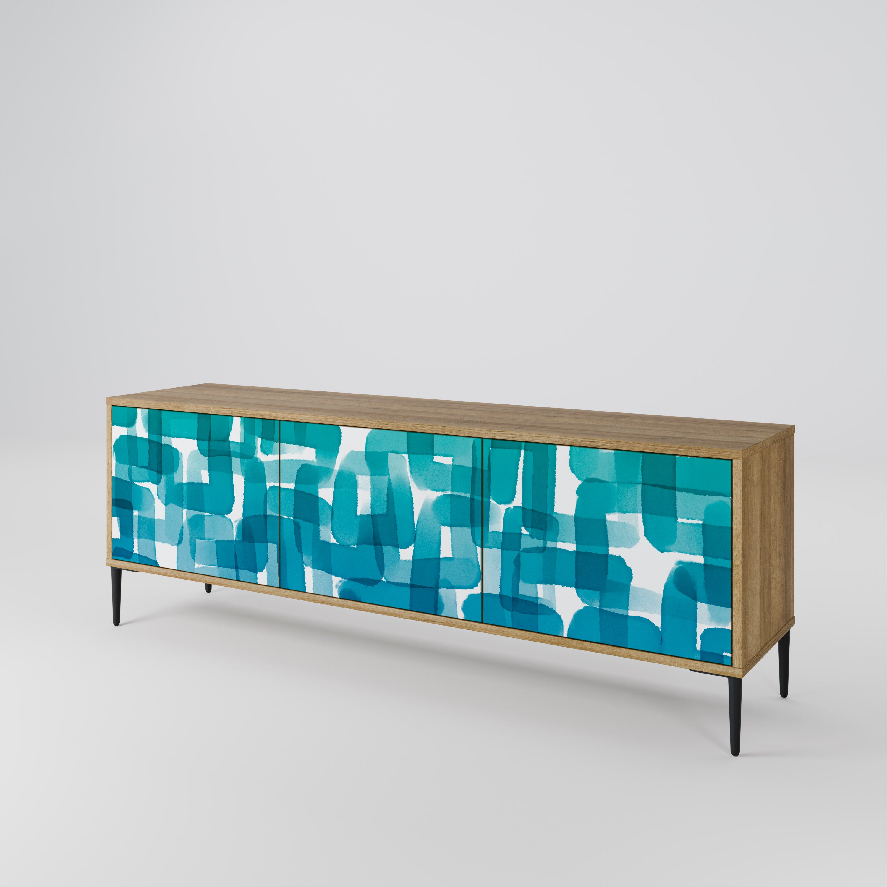 TURQUOISE RECTANGLES Třídveřový TV stolek