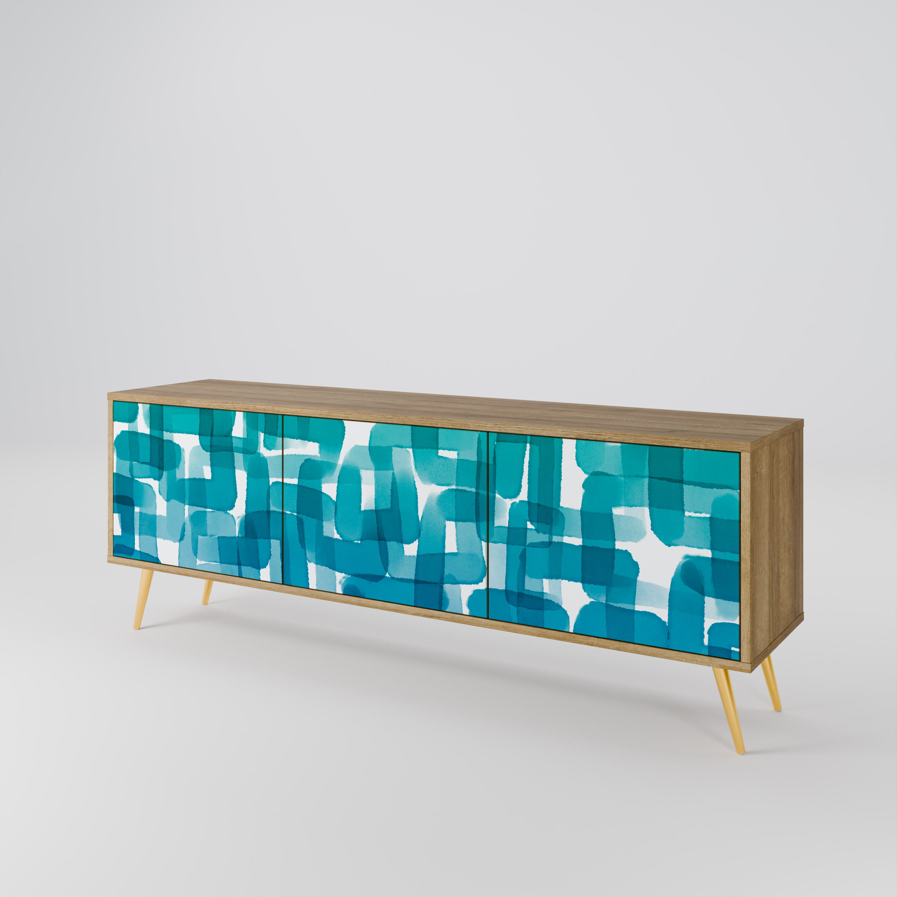 TURQUOISE RECTANGLES Třídveřový TV stolek