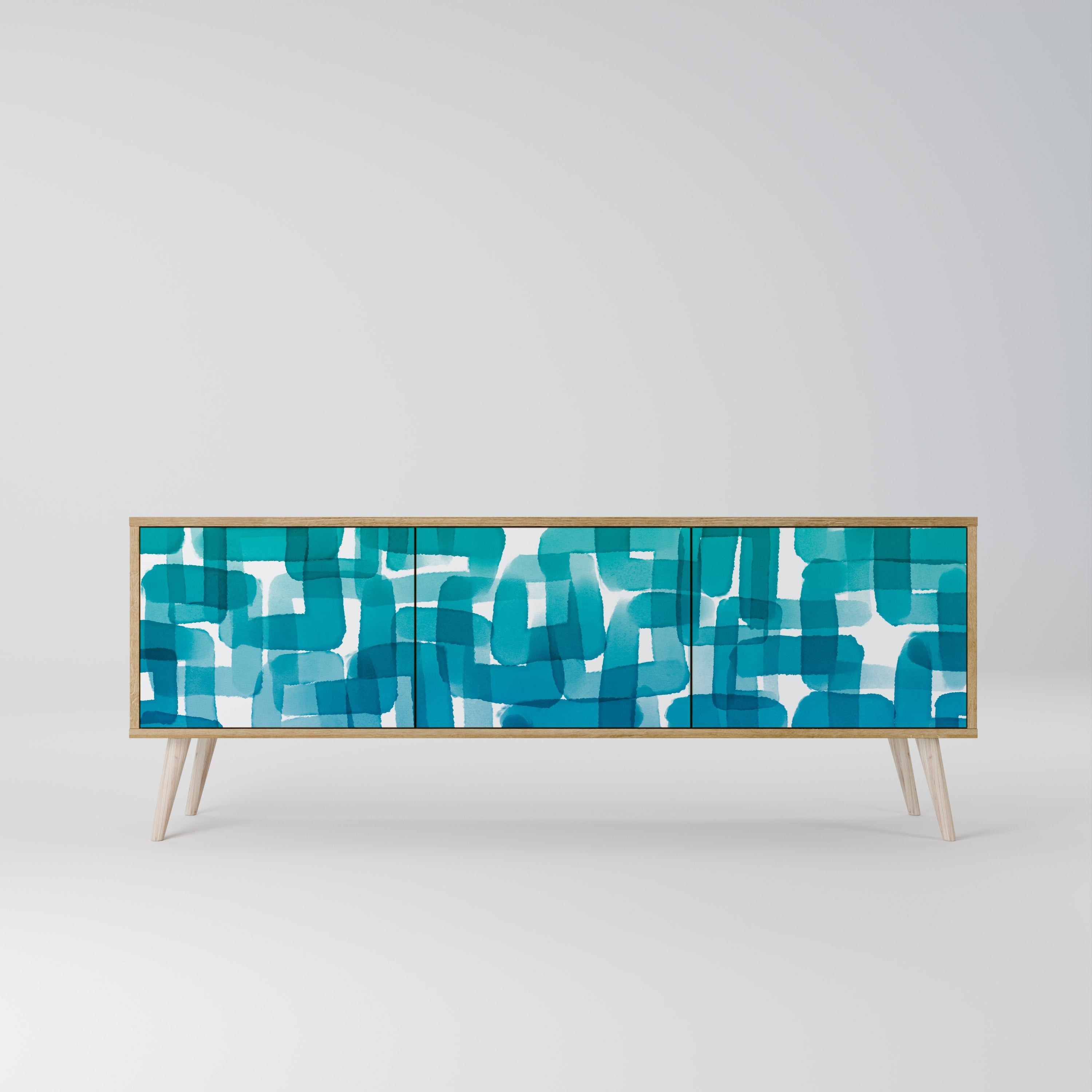 TURQUOISE RECTANGLES Třídveřový TV stolek
