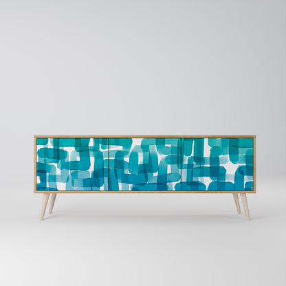 TURQUOISE RECTANGLES Třídveřový TV stolek