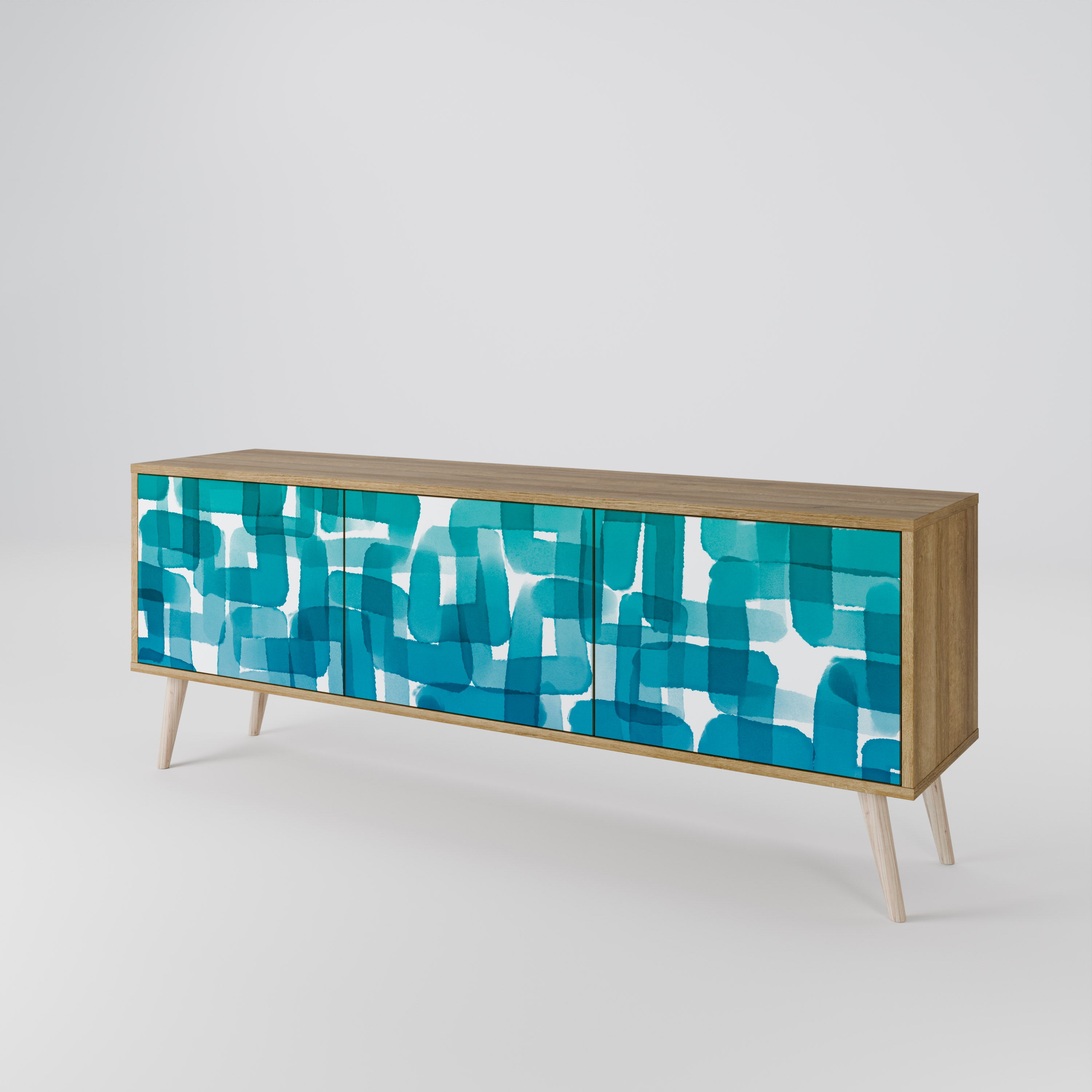 TURQUOISE RECTANGLES Třídveřový TV stolek