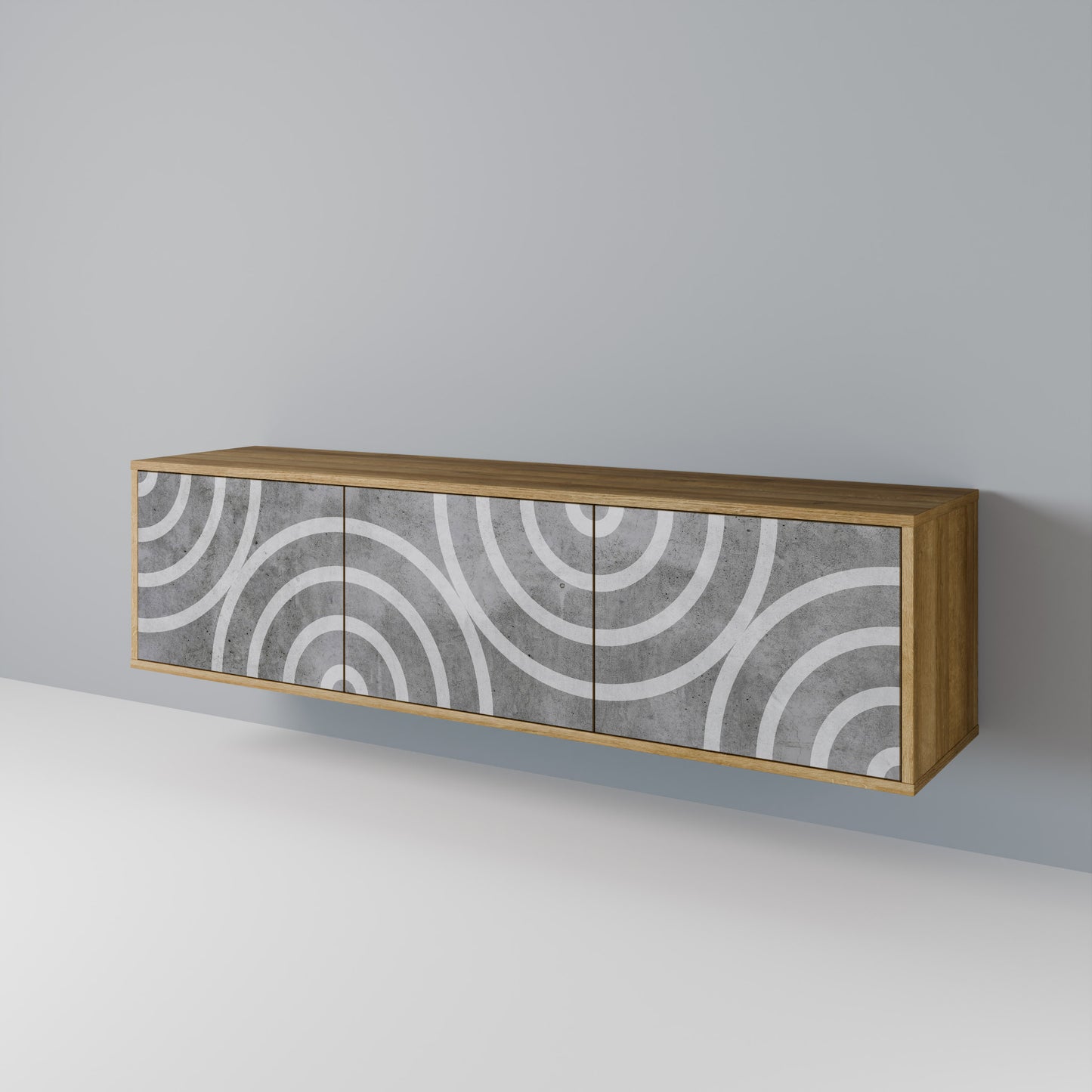 CIRCLE CONCRETE Třídveřový TV stolek
