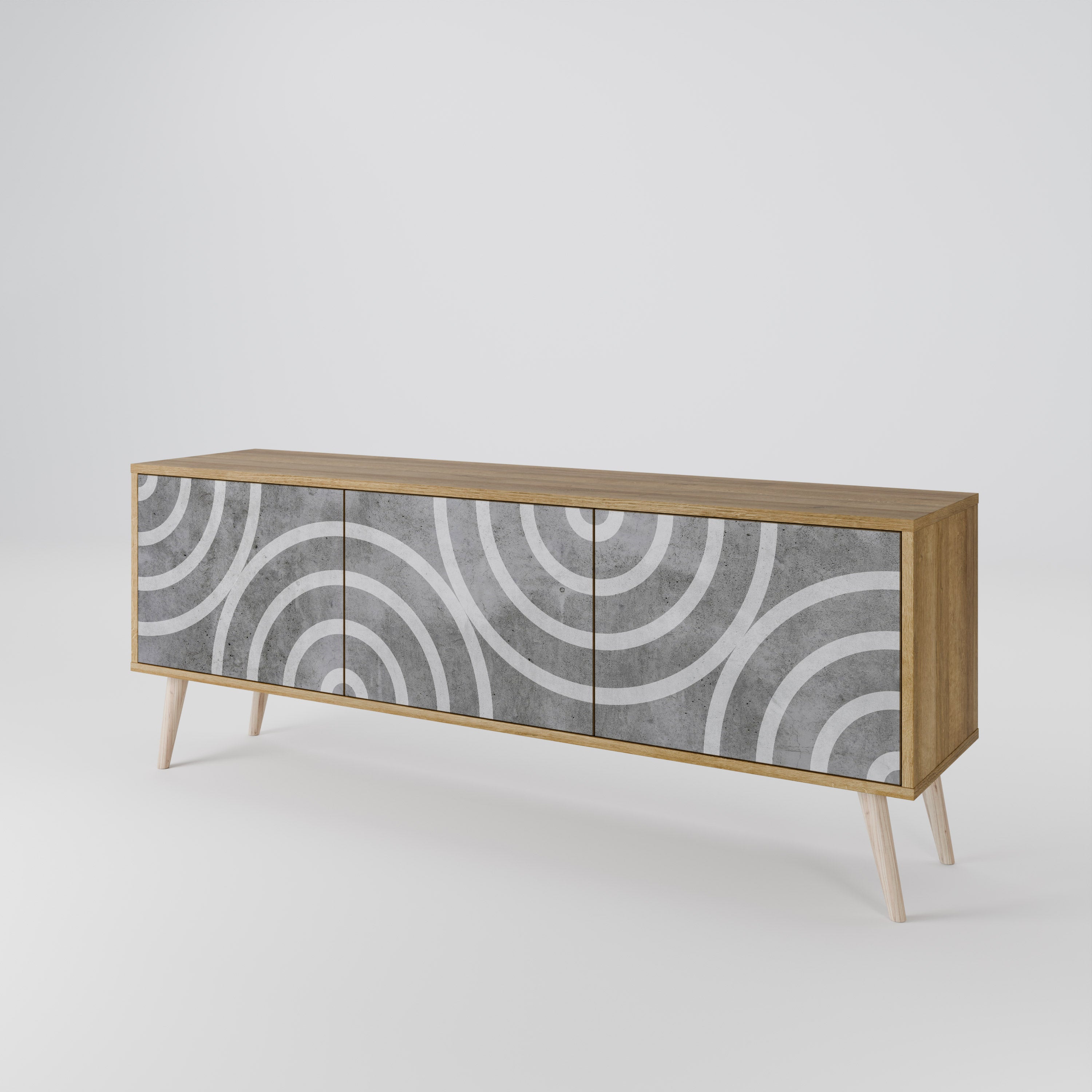 CIRCLE CONCRETE Třídveřový TV stolek