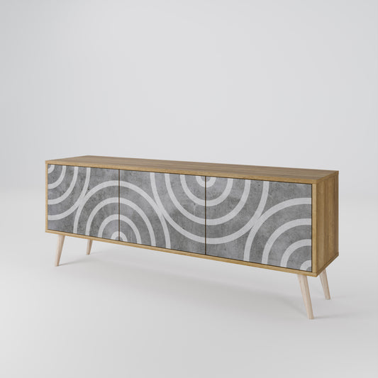 CIRCLE CONCRETE Třídveřový TV stolek