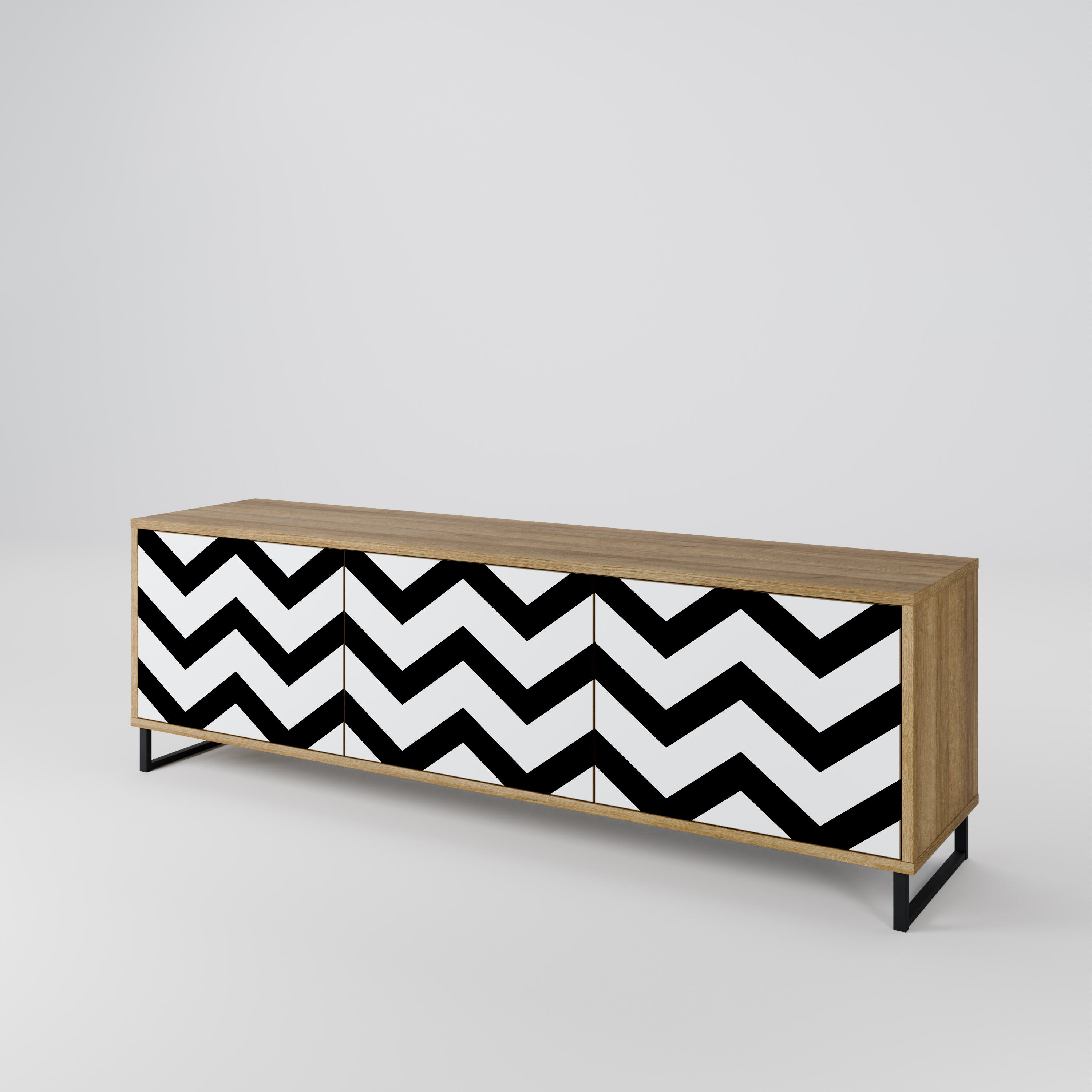 CLASSIC ZIG ZAG Třídveřový TV stolek