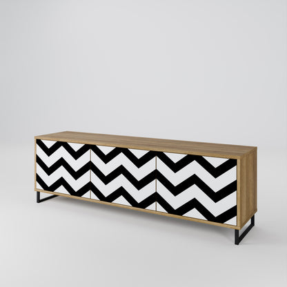 CLASSIC ZIG ZAG Třídveřový TV stolek
