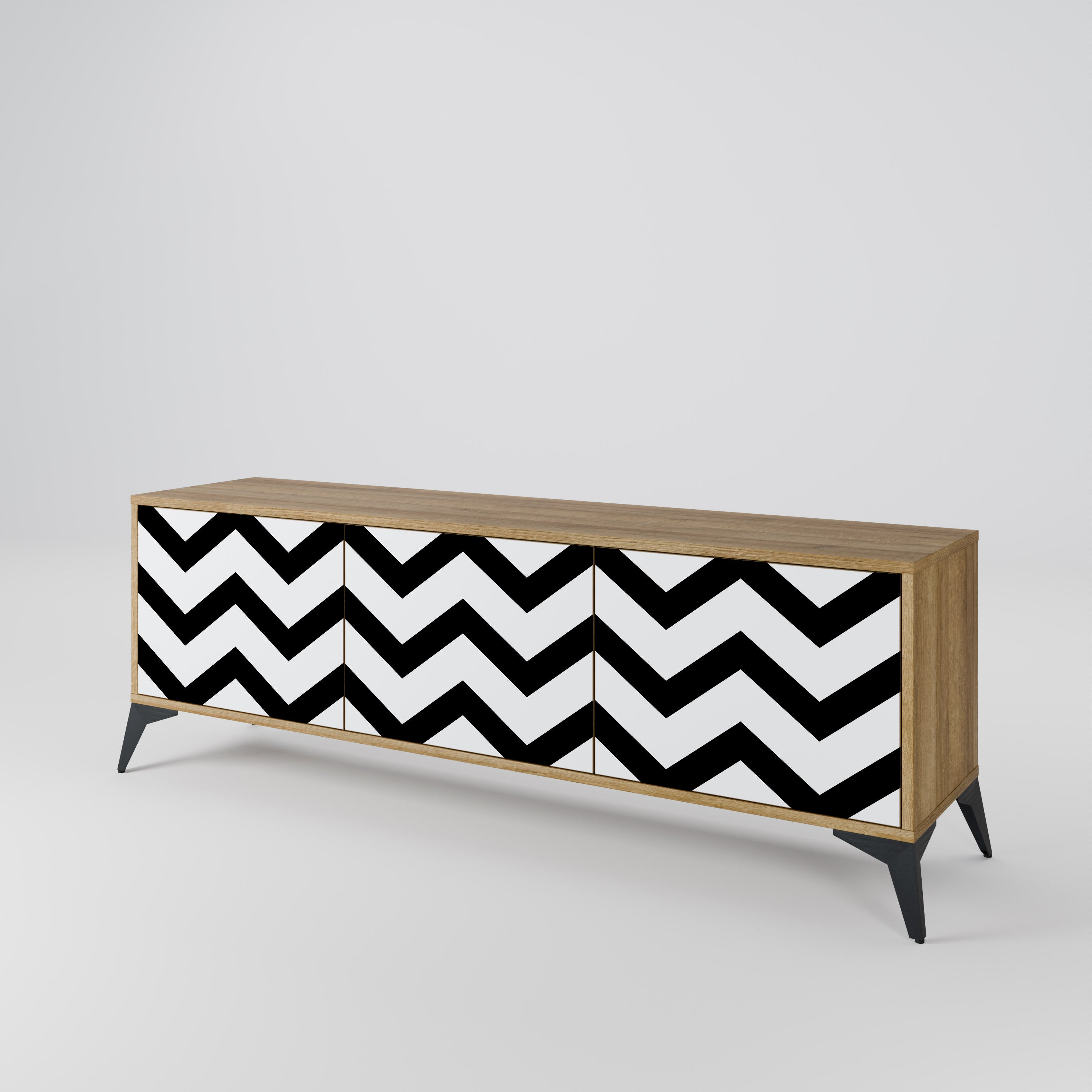 CLASSIC ZIG ZAG Třídveřový TV stolek