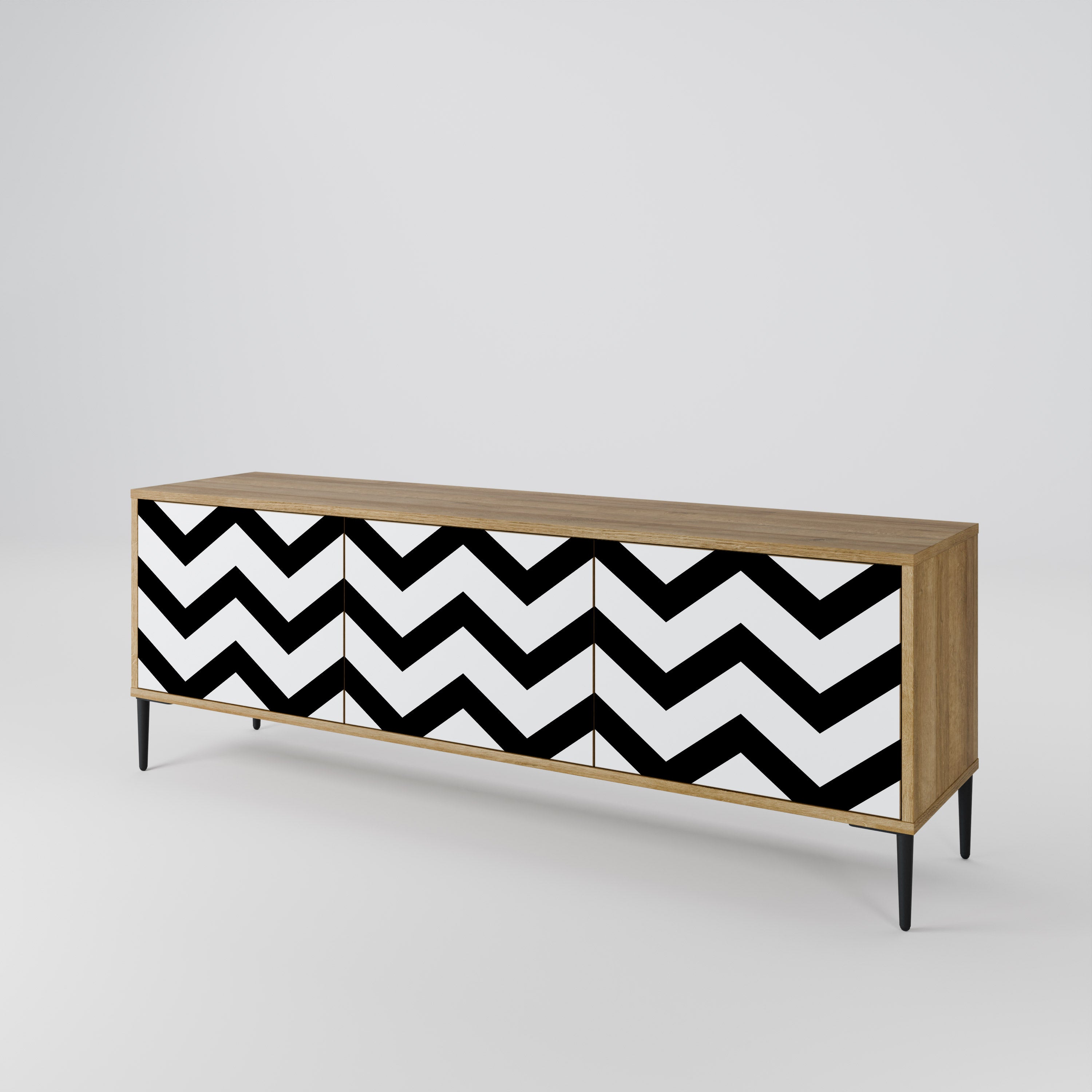 CLASSIC ZIG ZAG Třídveřový TV stolek