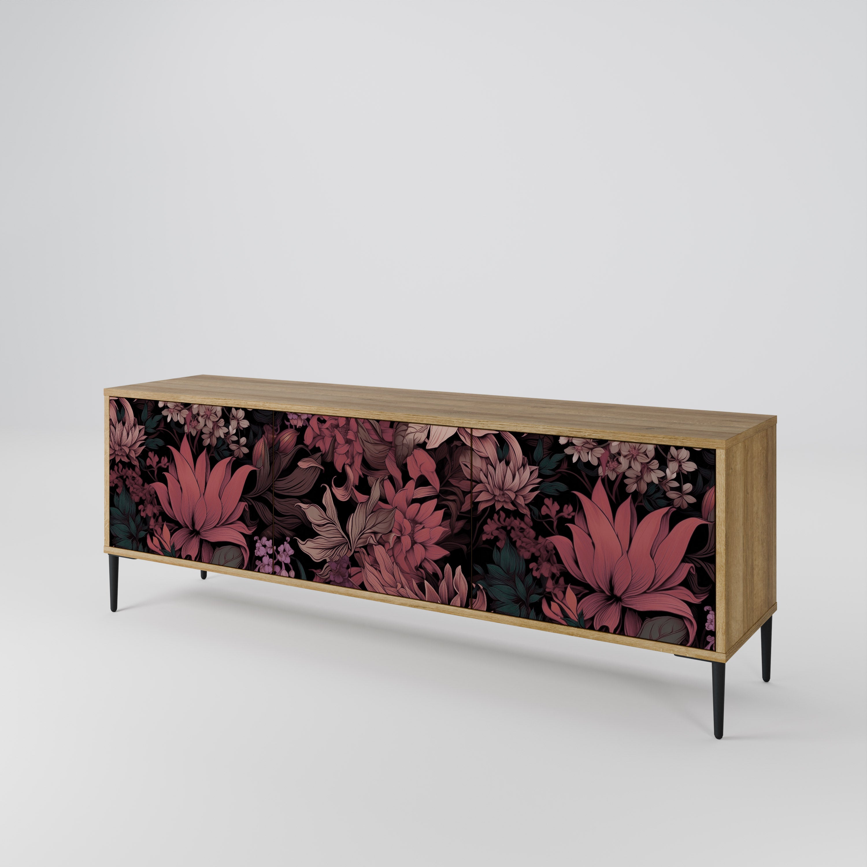 FLORAL WHISPER Třídveřový TV stolek