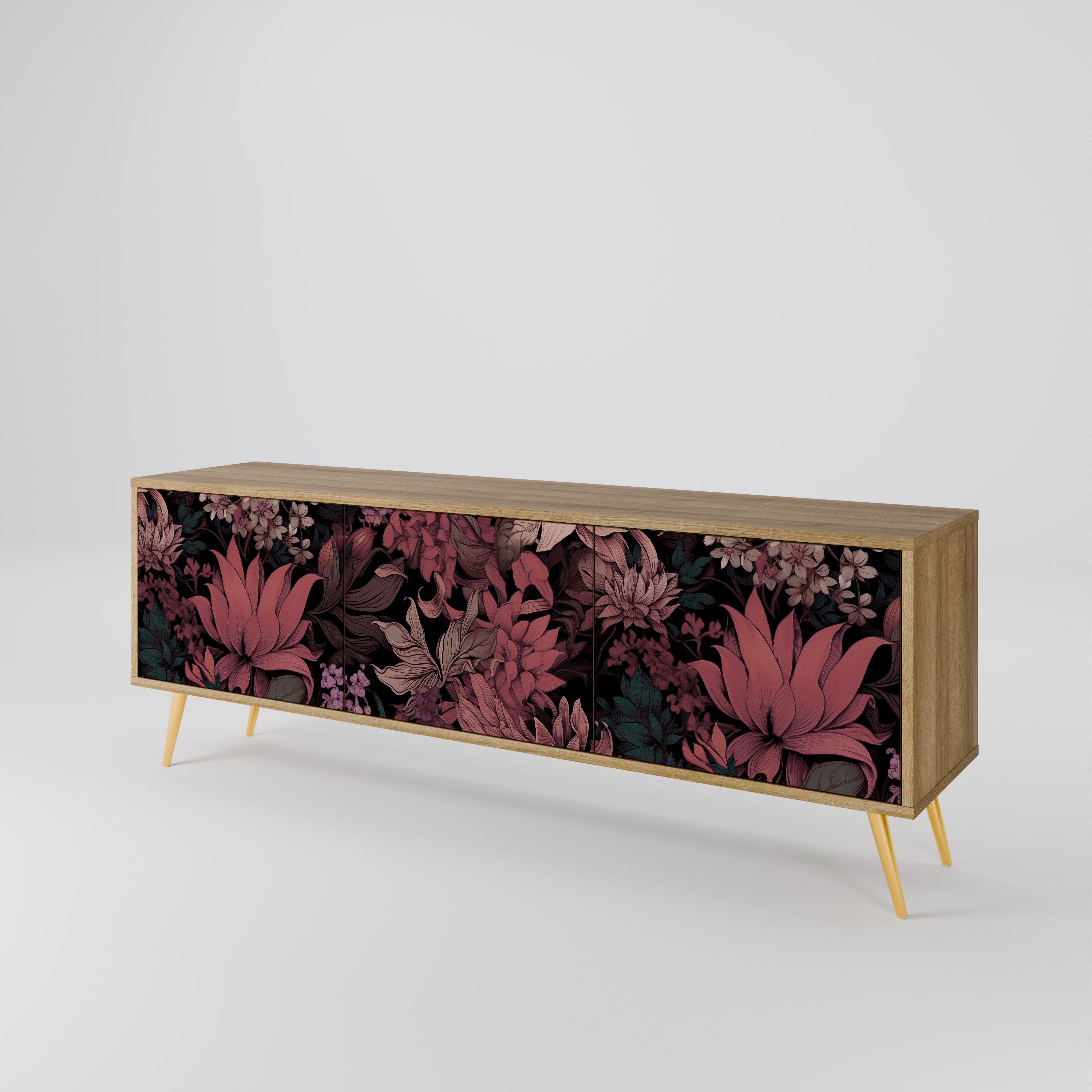 FLORAL WHISPER Třídveřový TV stolek