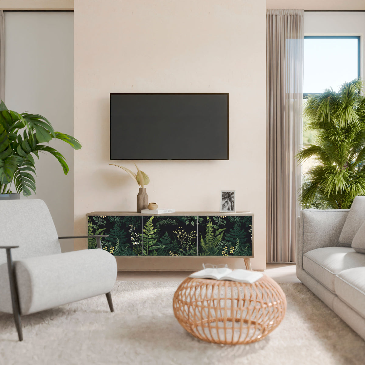FERN FLOWERS Třídveřový TV stolek