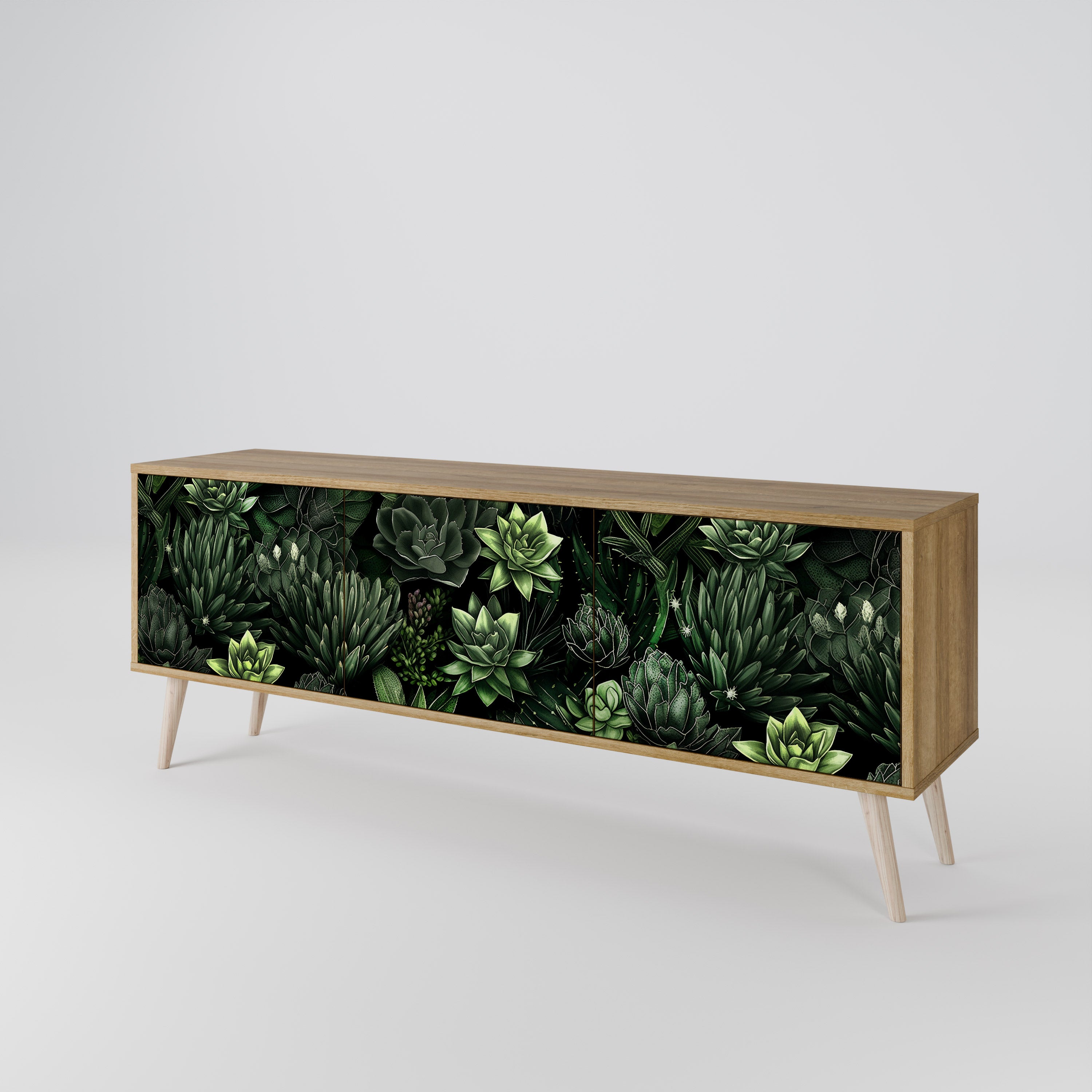 SUCCULENT JUNGLE Třídveřový TV stolek