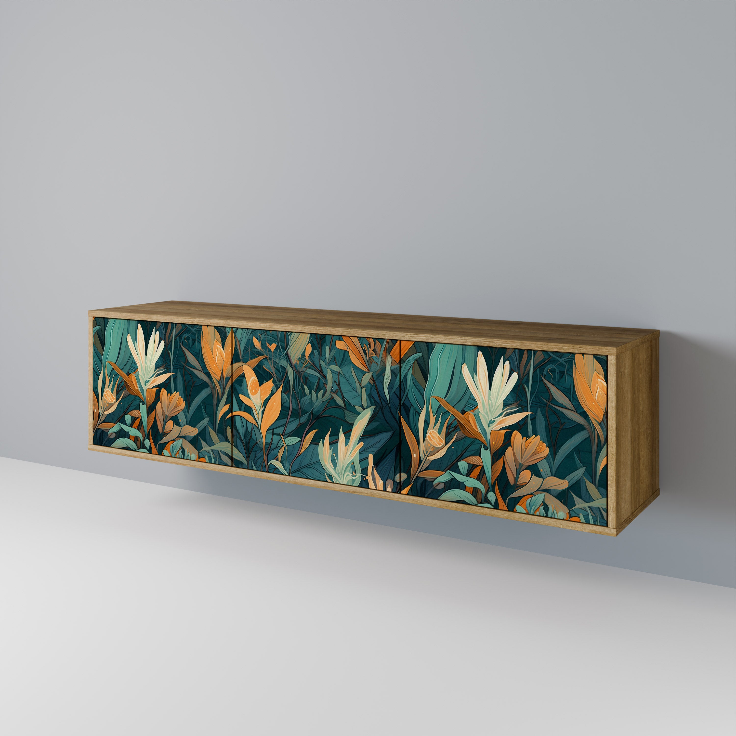 FLORAL SERENITY Třídveřový TV stolek