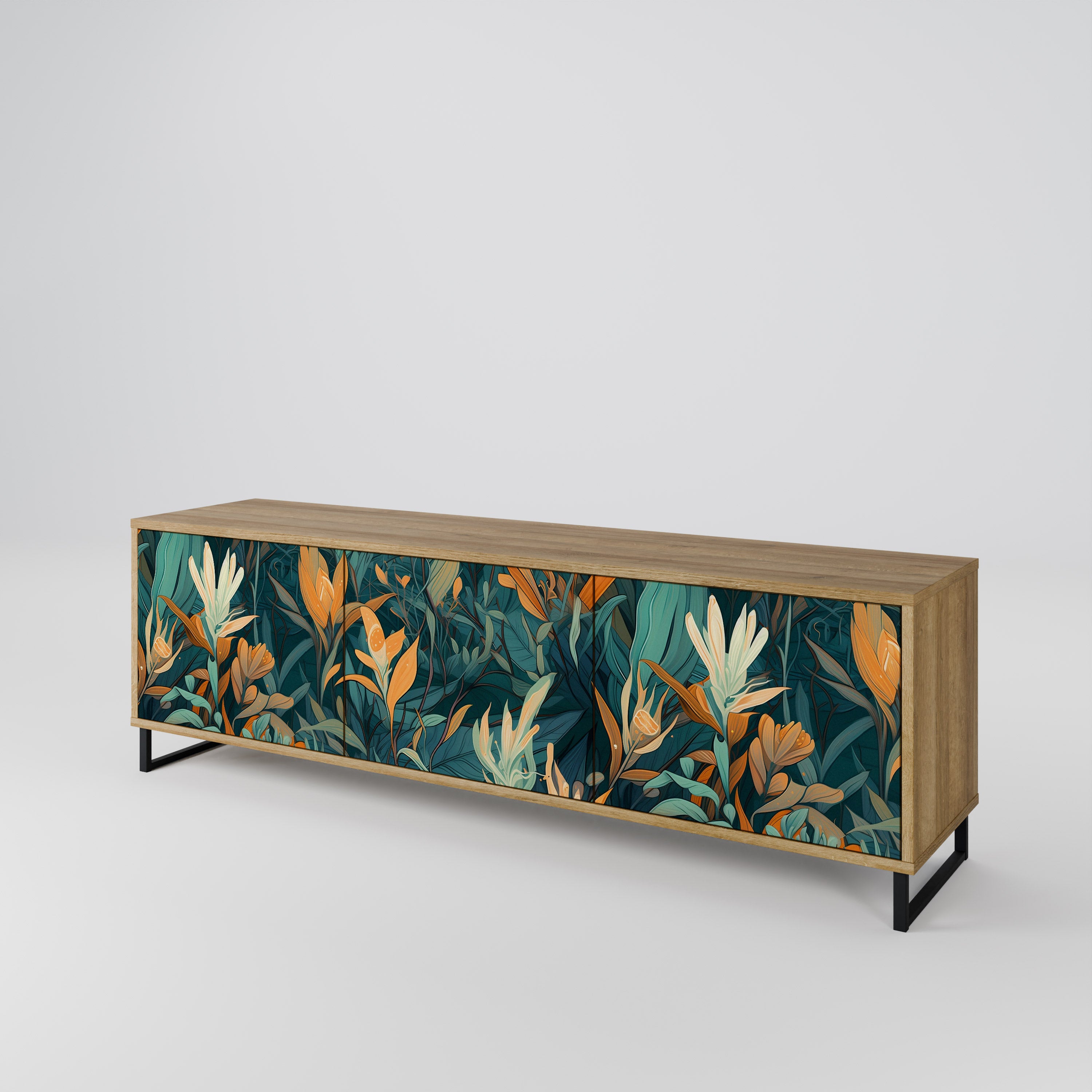 FLORAL SERENITY Třídveřový TV stolek