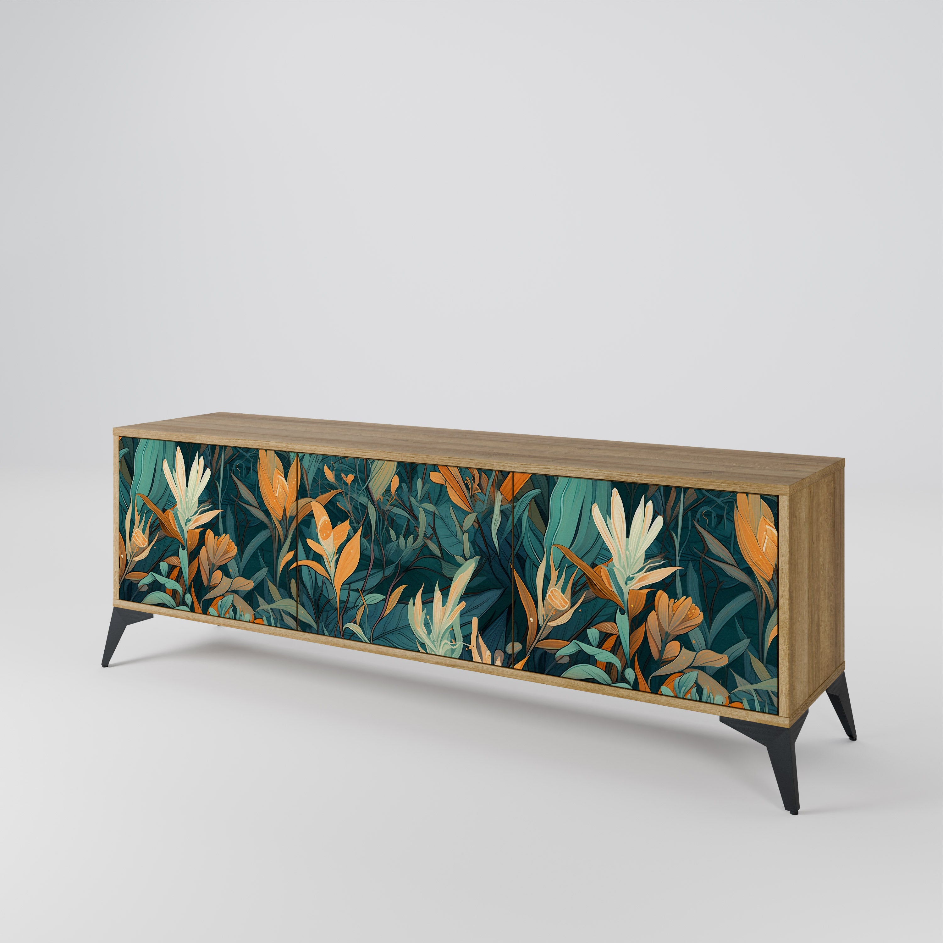 FLORAL SERENITY Třídveřový TV stolek
