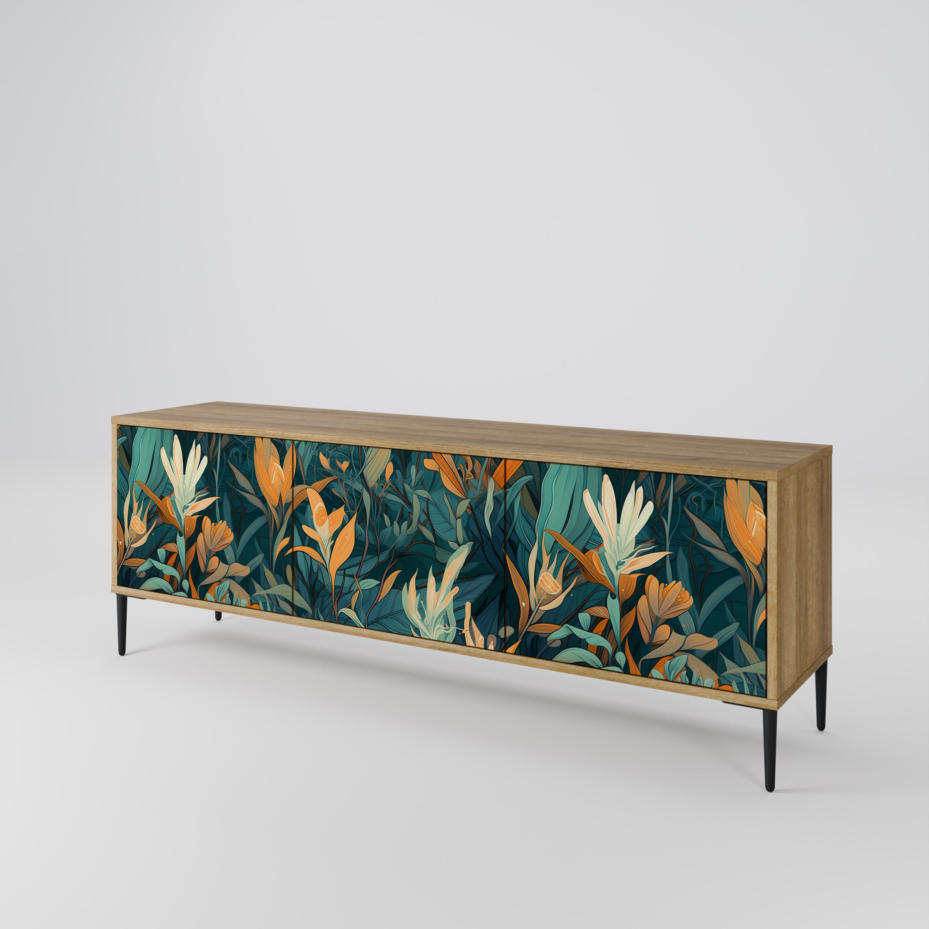 FLORAL SERENITY Třídveřový TV stolek