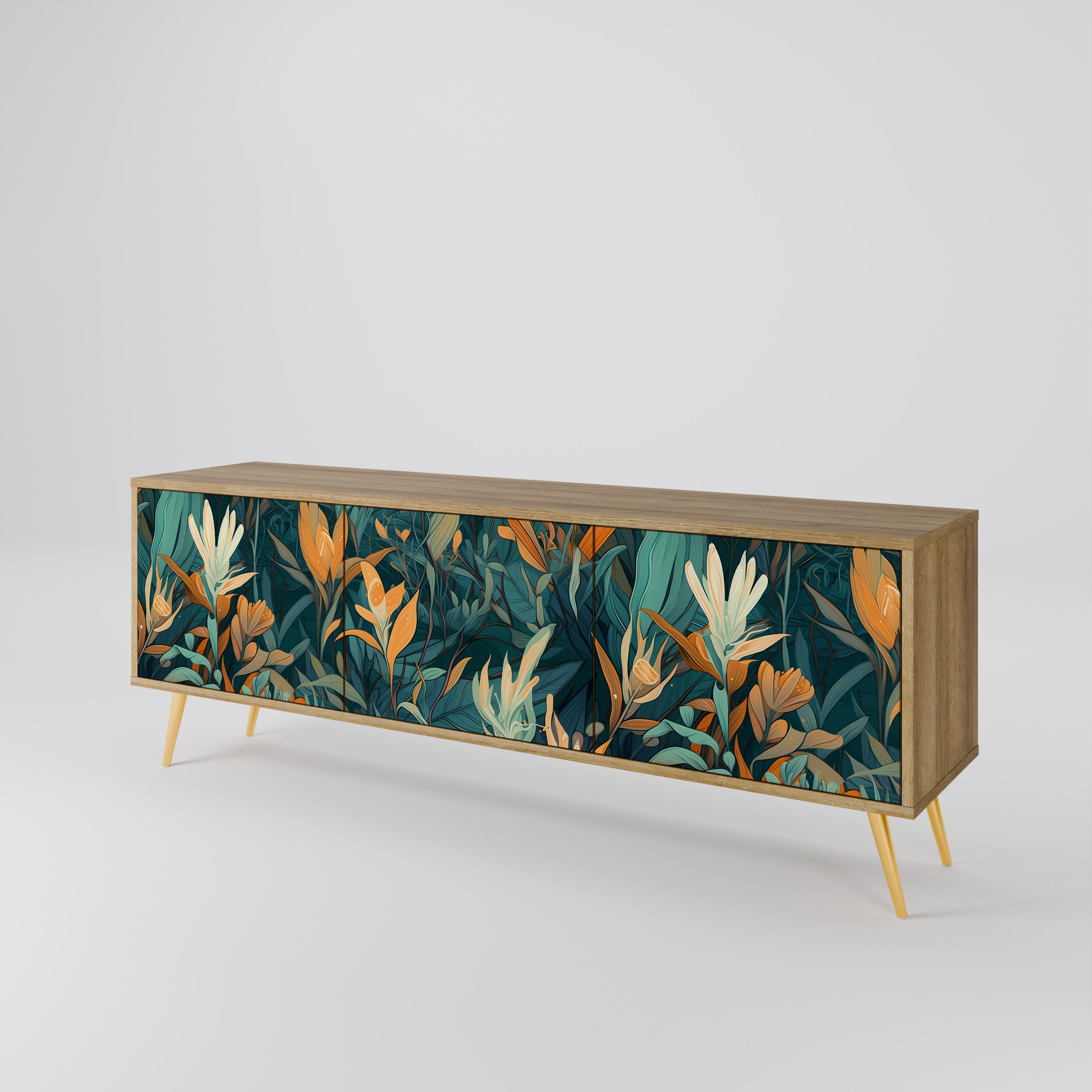 FLORAL SERENITY Třídveřový TV stolek