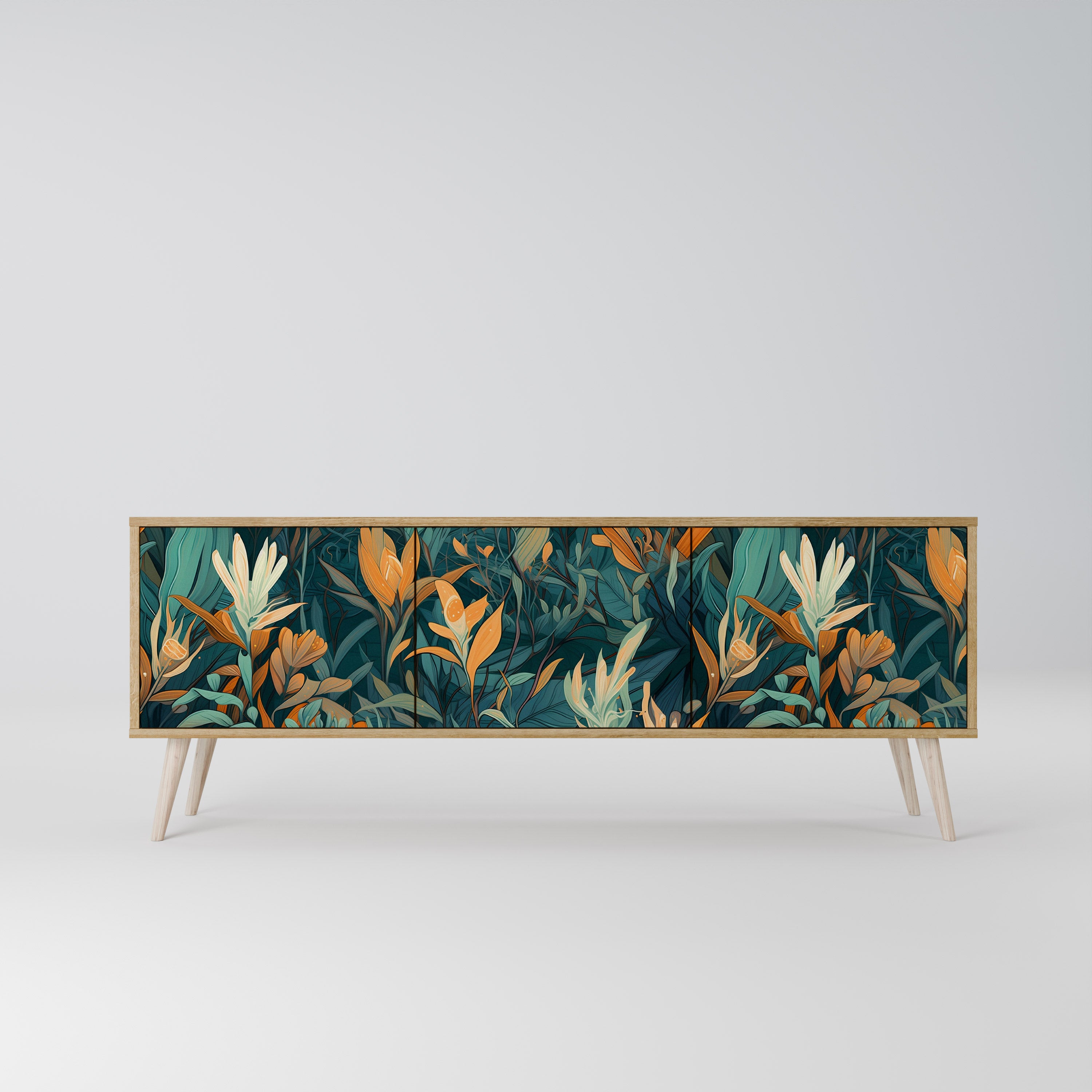 FLORAL SERENITY Třídveřový TV stolek