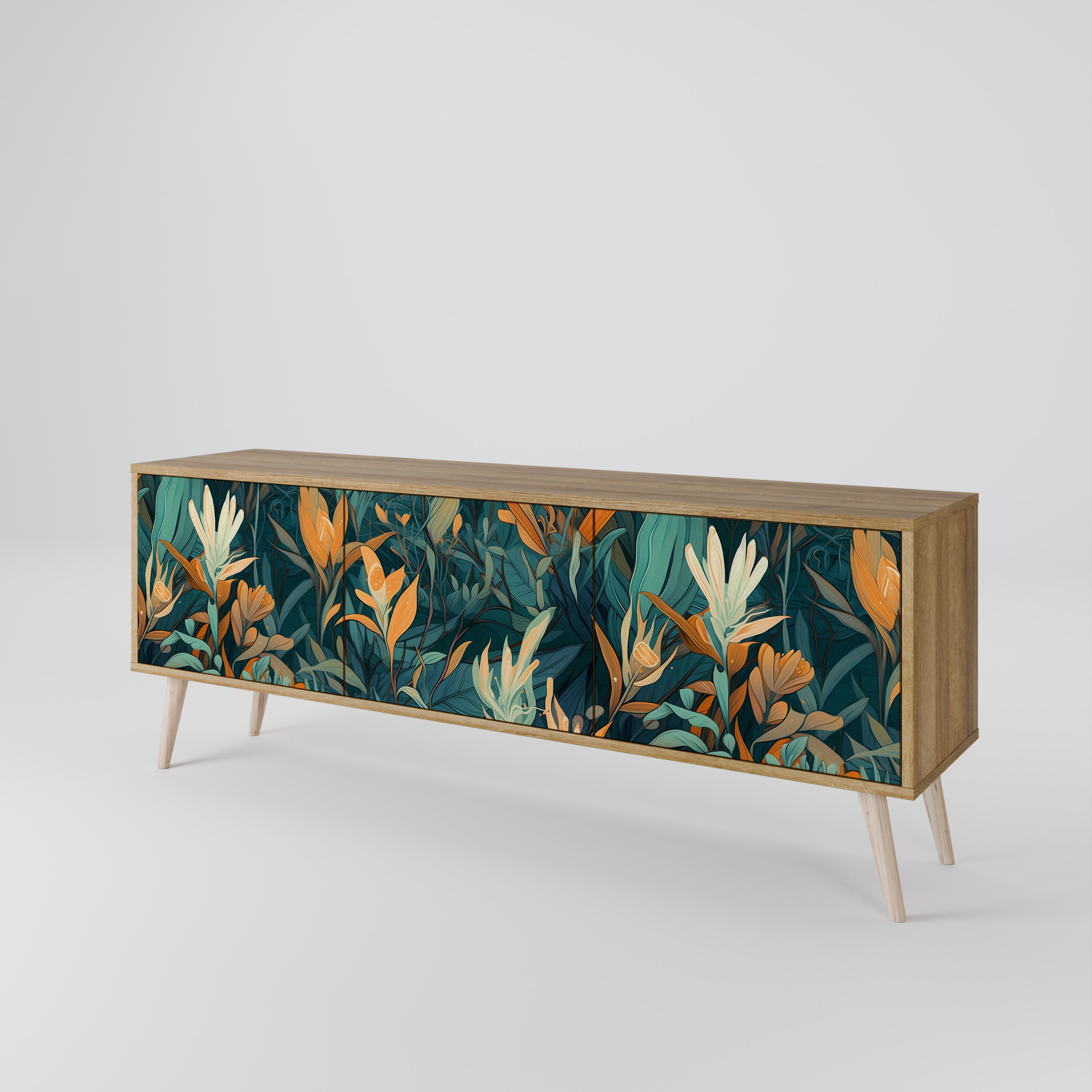 FLORAL SERENITY Třídveřový TV stolek