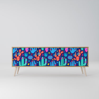 CACTUS VIBES Třídveřový TV stolek