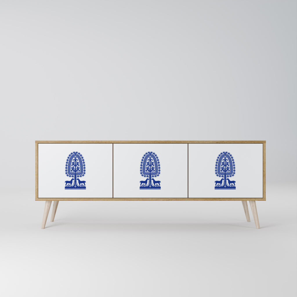 POLISH FOLK ART Třídveřový TV stolek