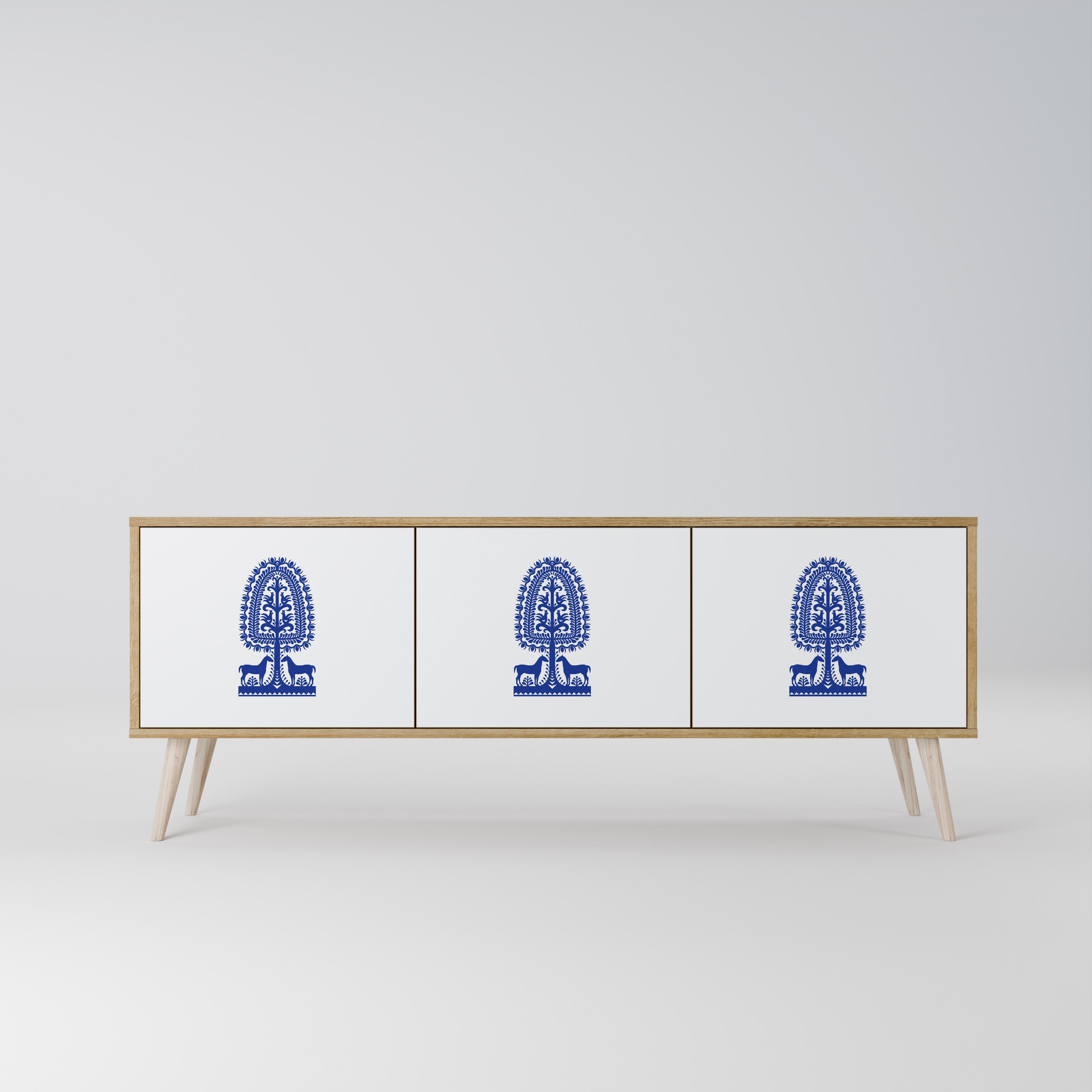 POLISH FOLK ART Třídveřový TV stolek