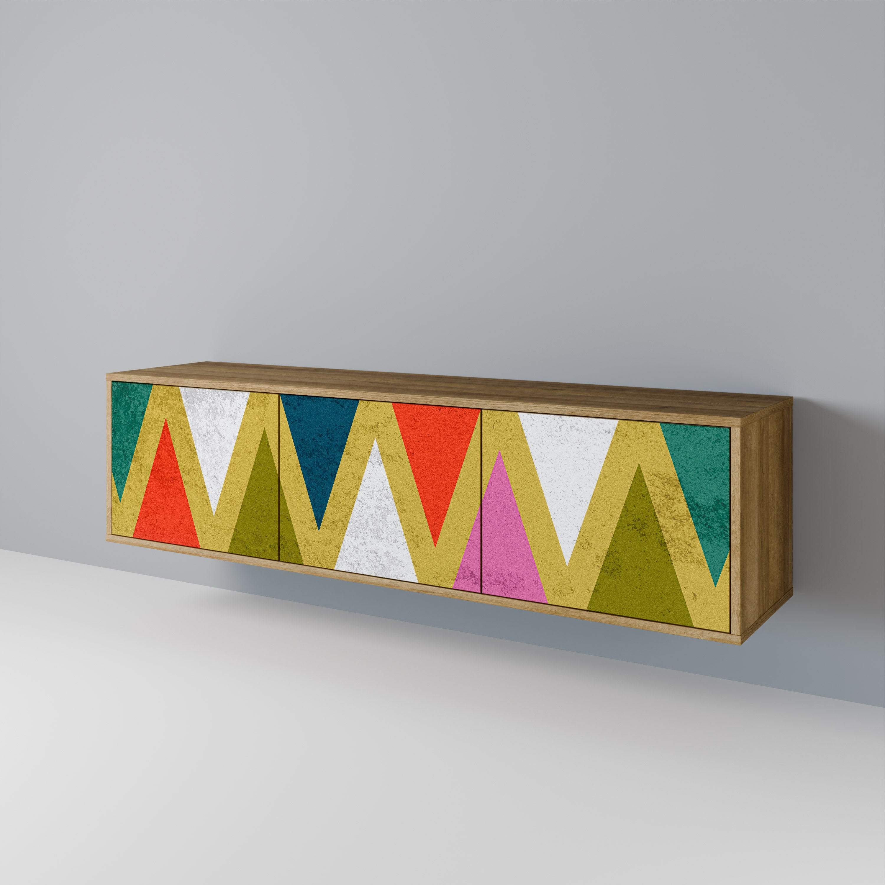 COLORFUL TRIANGLES Třídveřový TV stolek