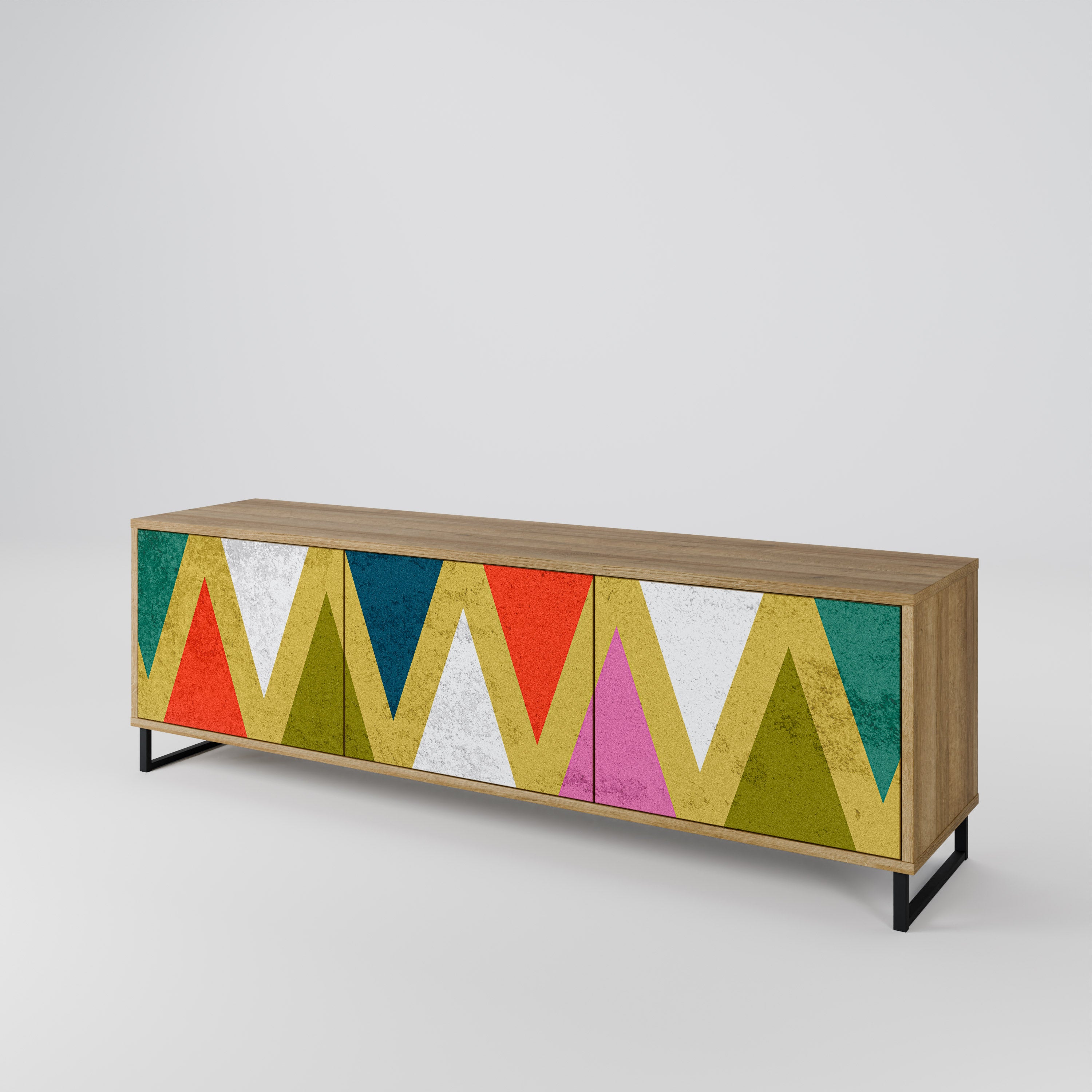 COLORFUL TRIANGLES Třídveřový TV stolek