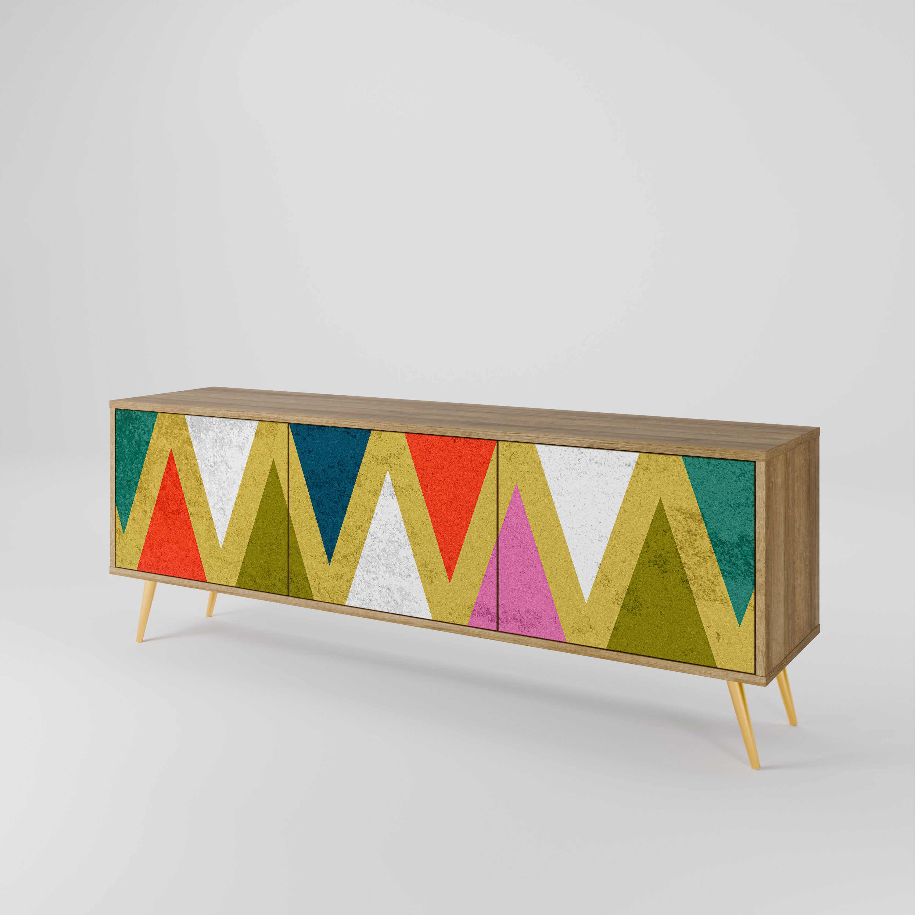 COLORFUL TRIANGLES Třídveřový TV stolek