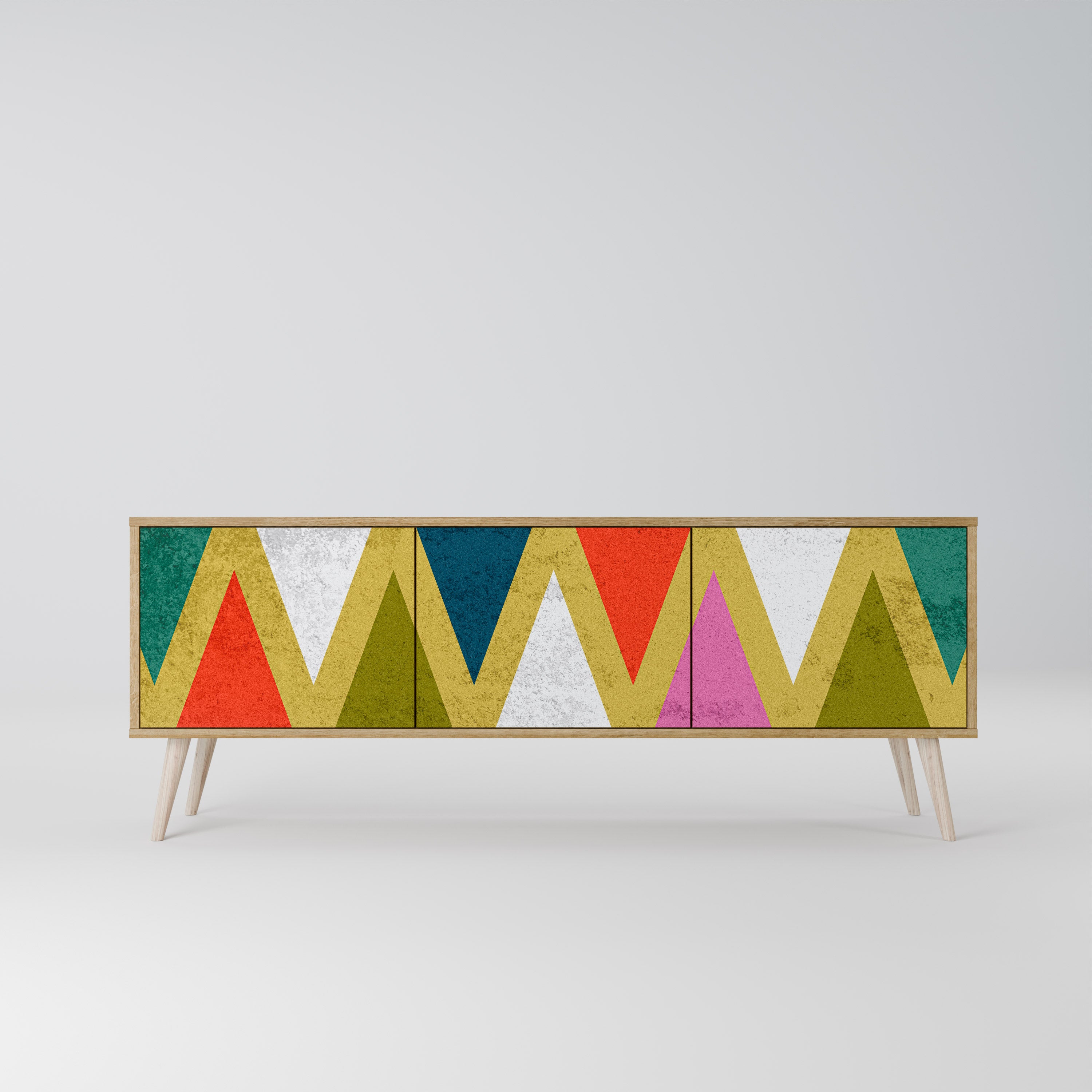 COLORFUL TRIANGLES Třídveřový TV stolek