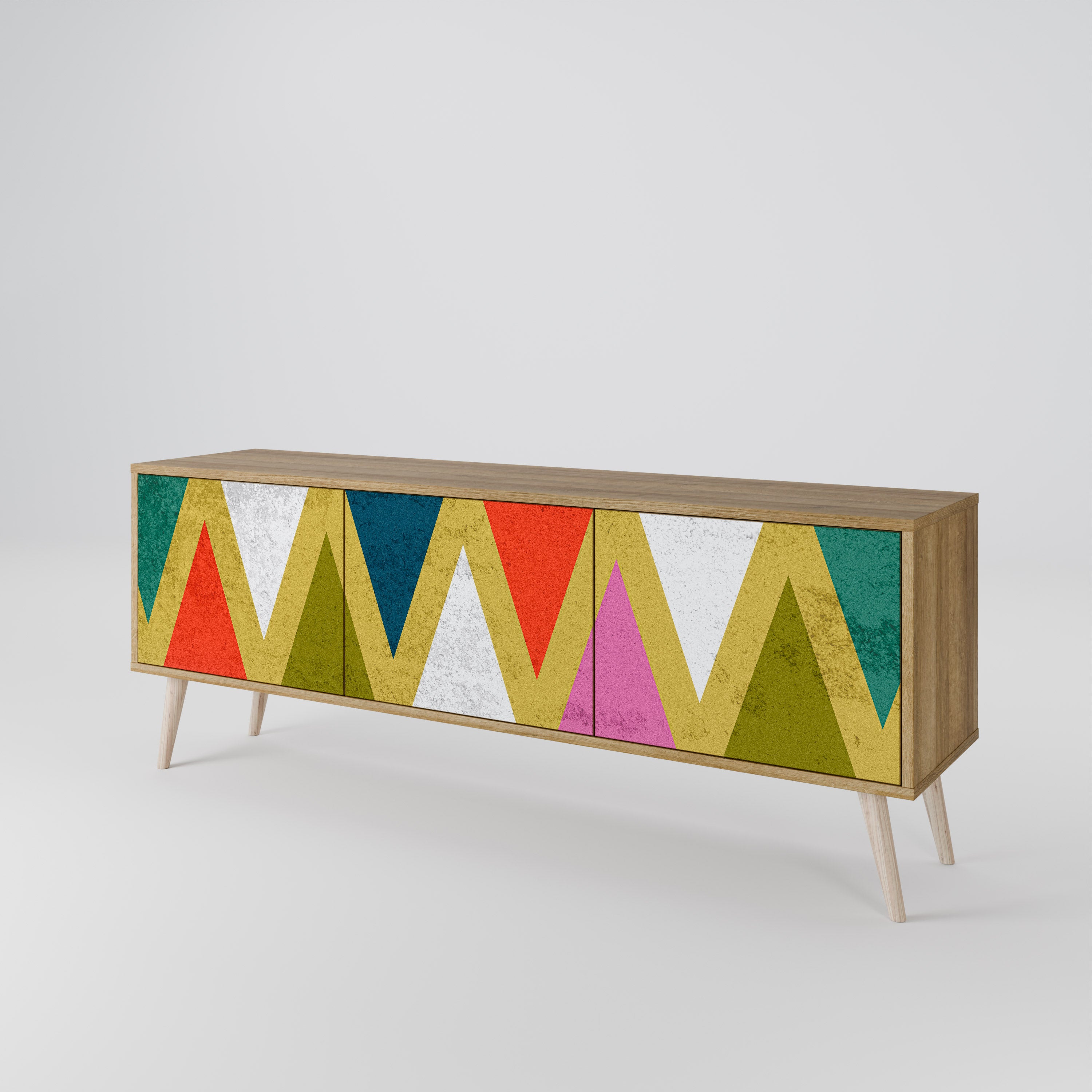 COLORFUL TRIANGLES Třídveřový TV stolek