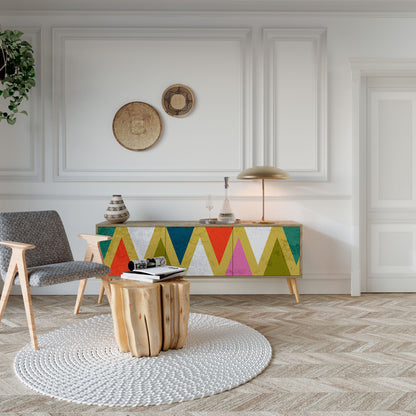 COLORFUL TRIANGLES Třídveřový TV stolek