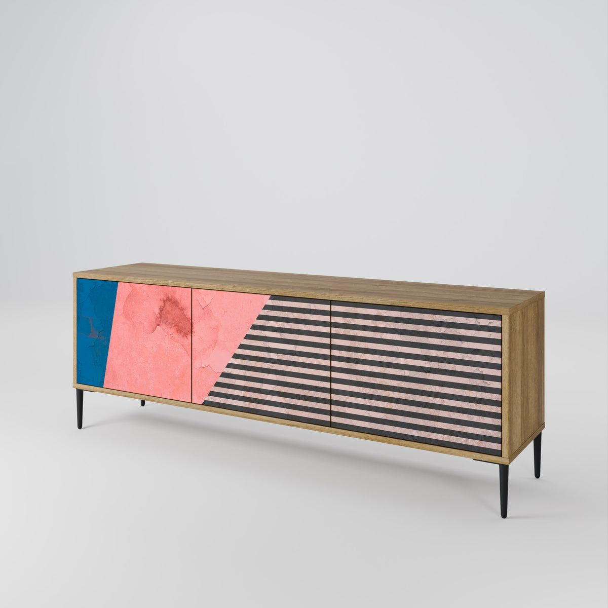 GLAMOROUS STRIPE Třídveřový TV stolek