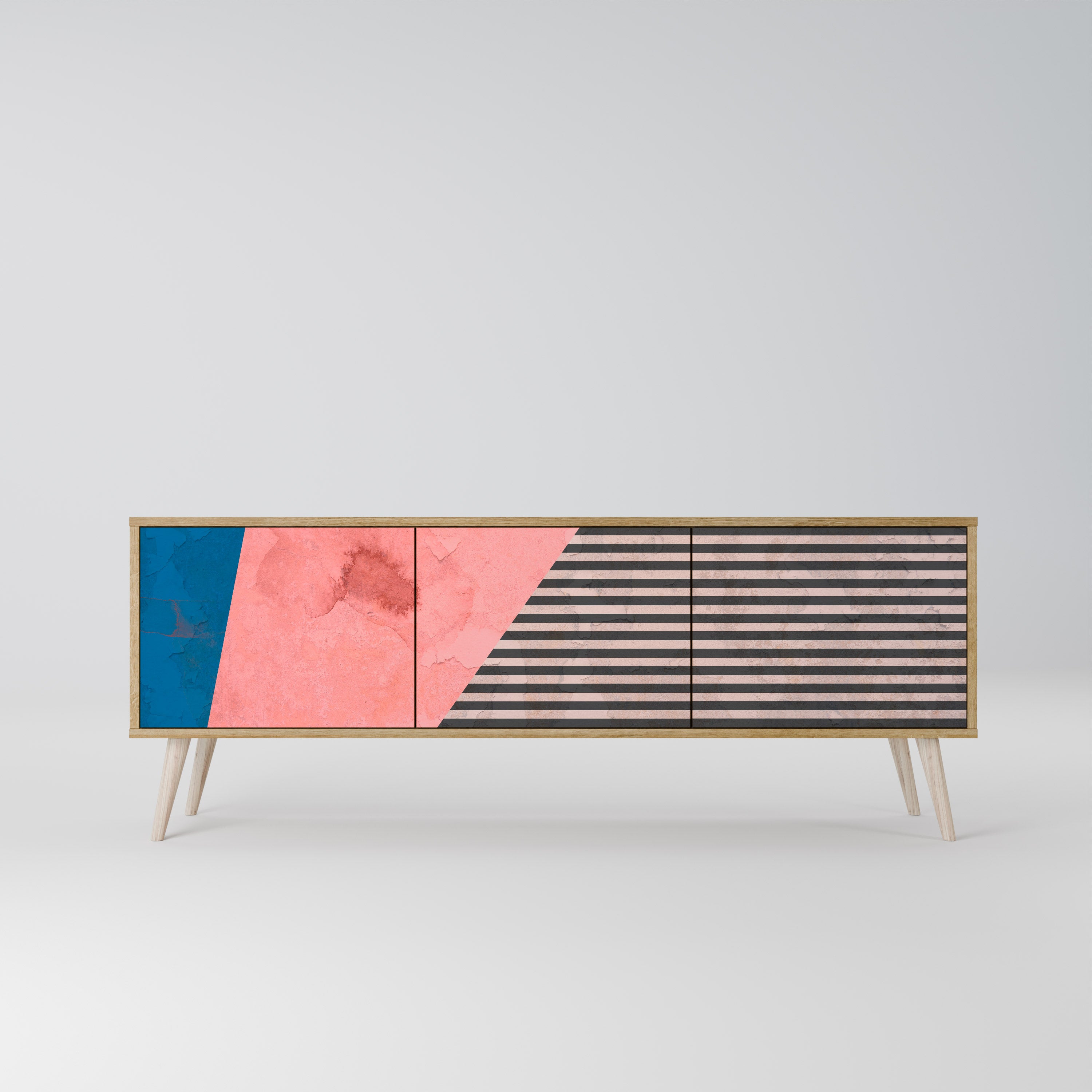 GLAMOROUS STRIPE Třídveřový TV stolek
