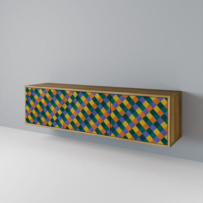 PAINTED SQUARES MIX Třídveřový TV stolek