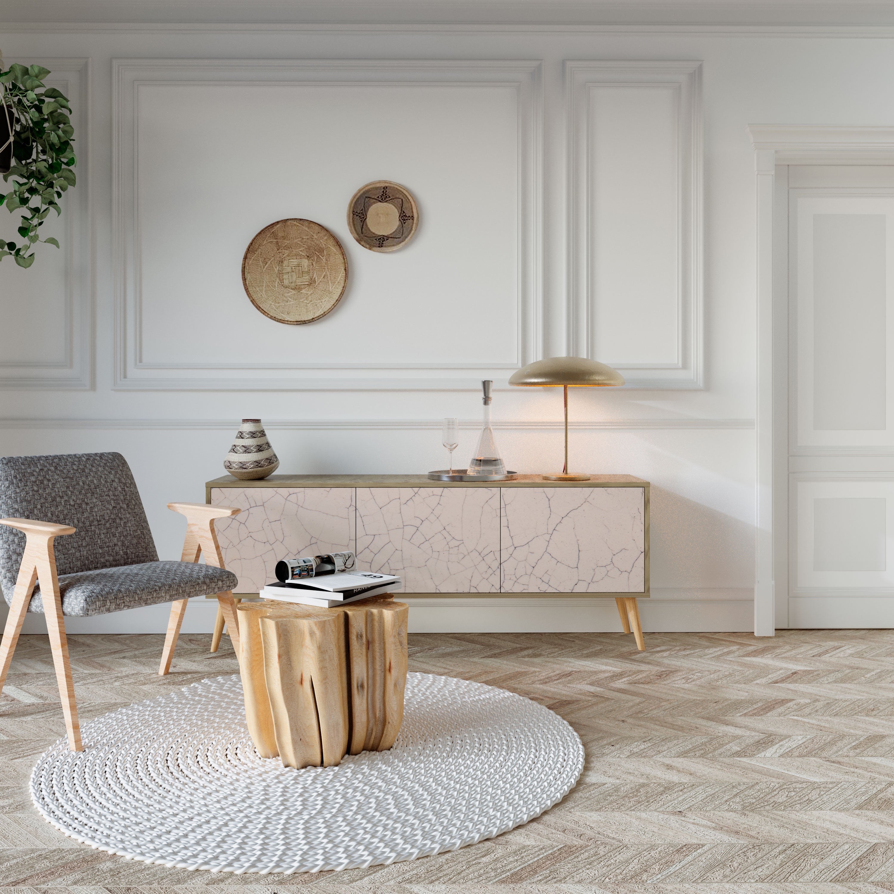 CERAMIC TEXTURE Třídveřový TV stolek