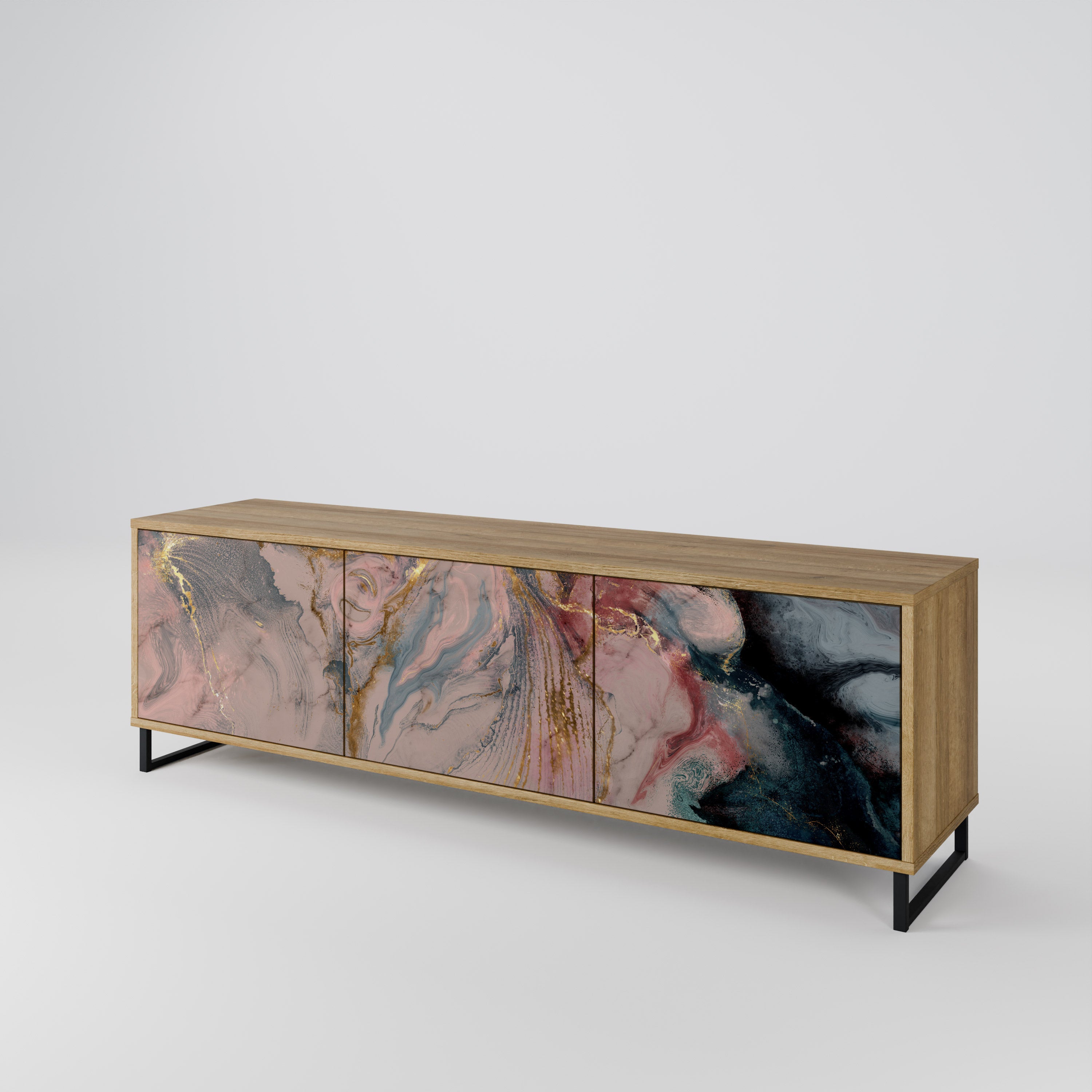 GILDED SWIRLS Třídveřový TV stolek