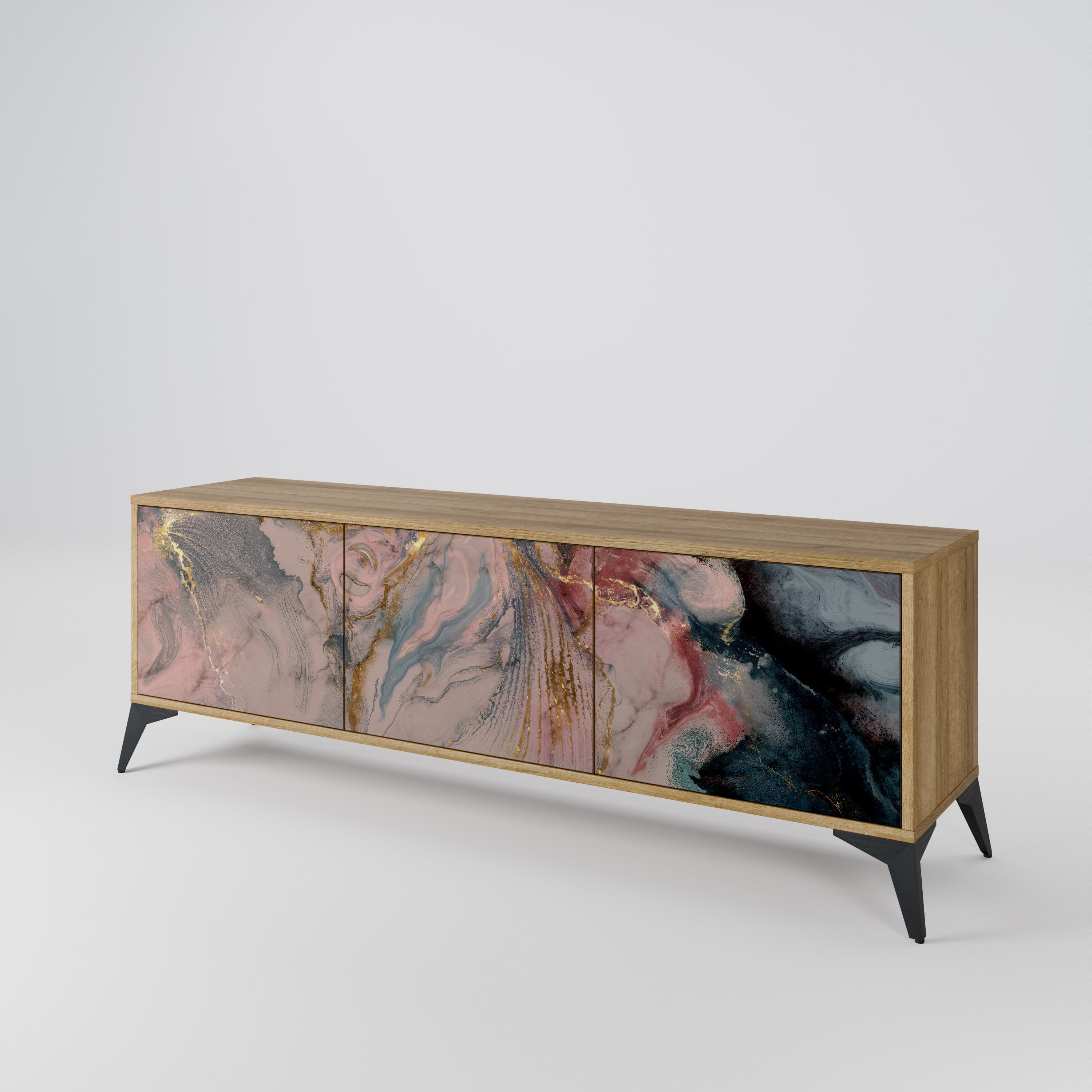 GILDED SWIRLS Třídveřový TV stolek