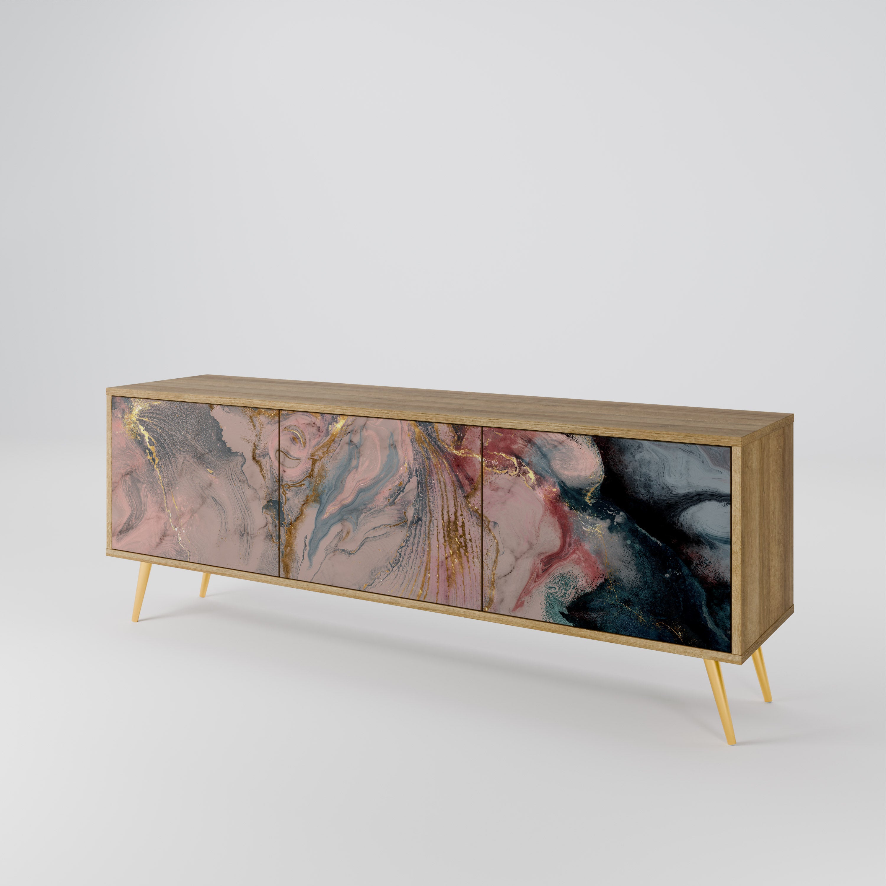 GILDED SWIRLS Třídveřový TV stolek