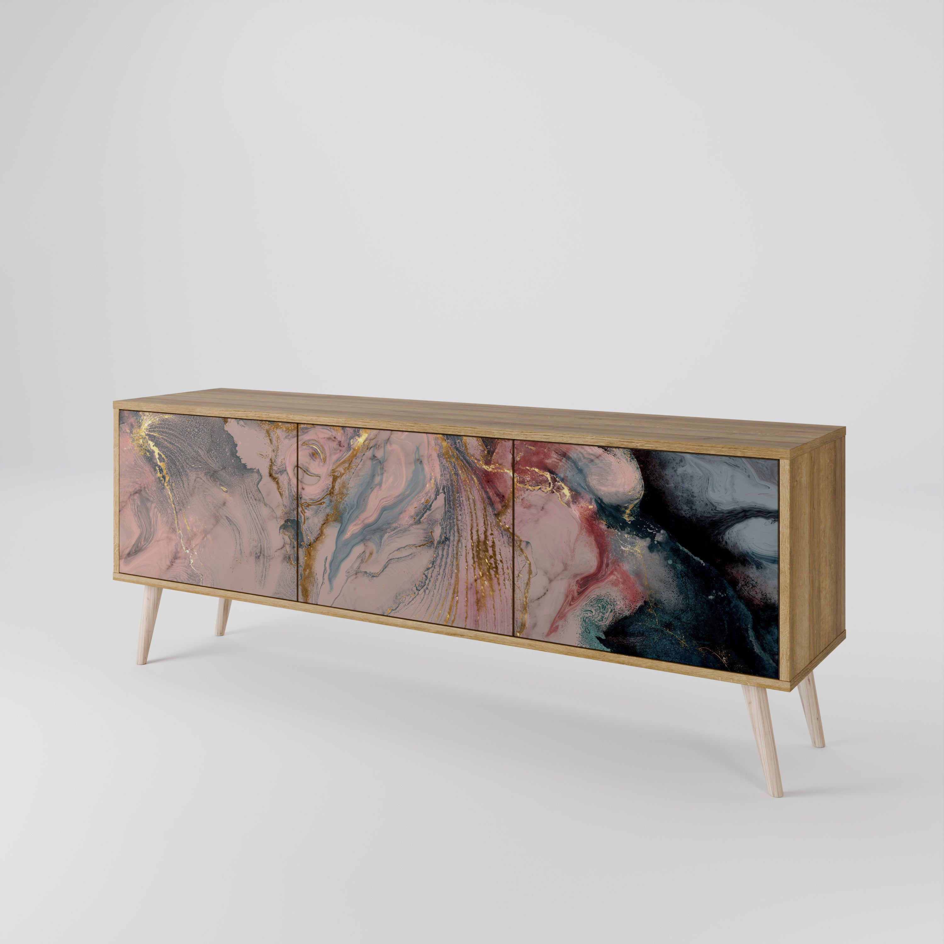 GILDED SWIRLS Třídveřový TV stolek