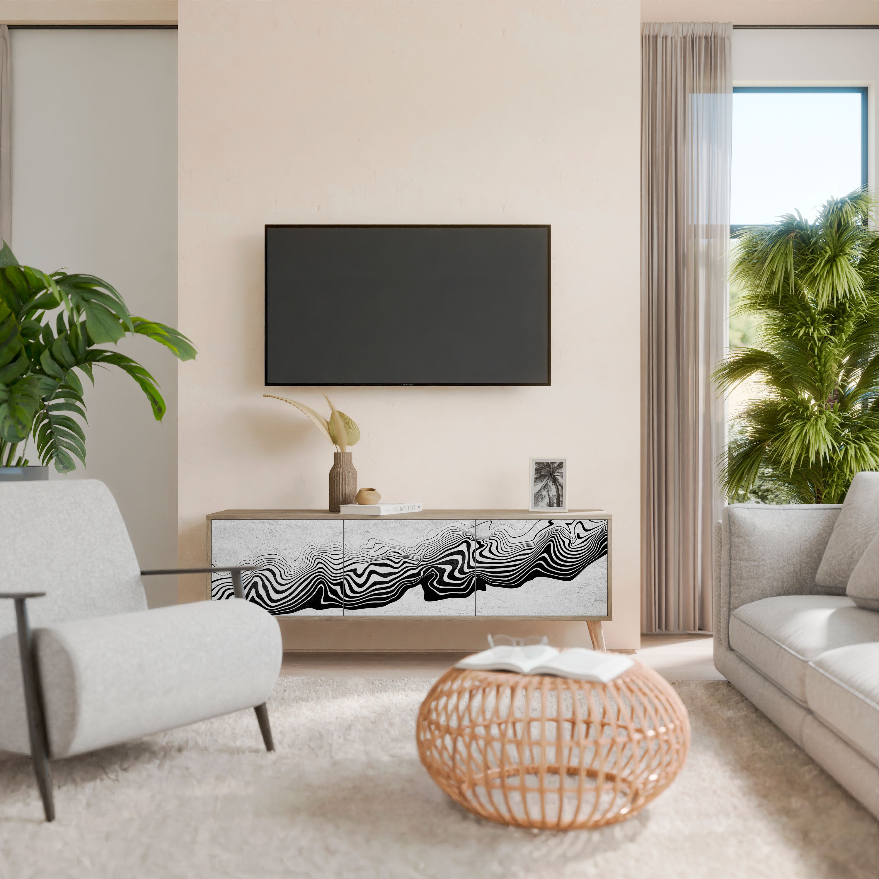 MONOCHROME MIRAGE Třídveřový TV stolek
