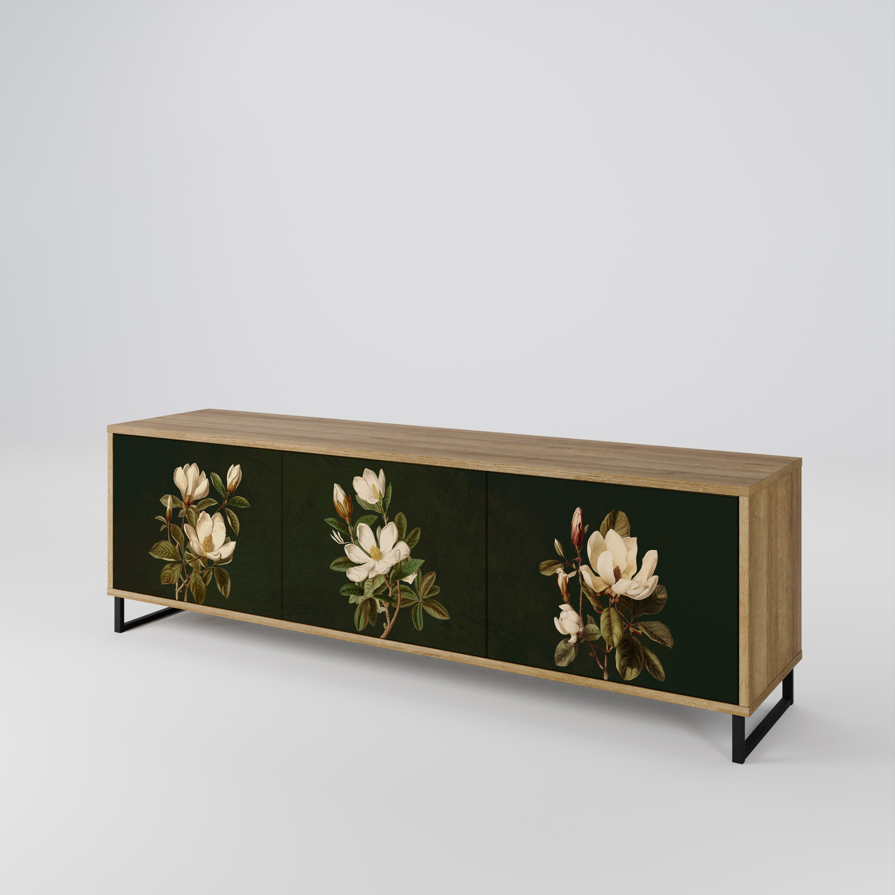 FLORAL NOIR Třídveřový TV stolek