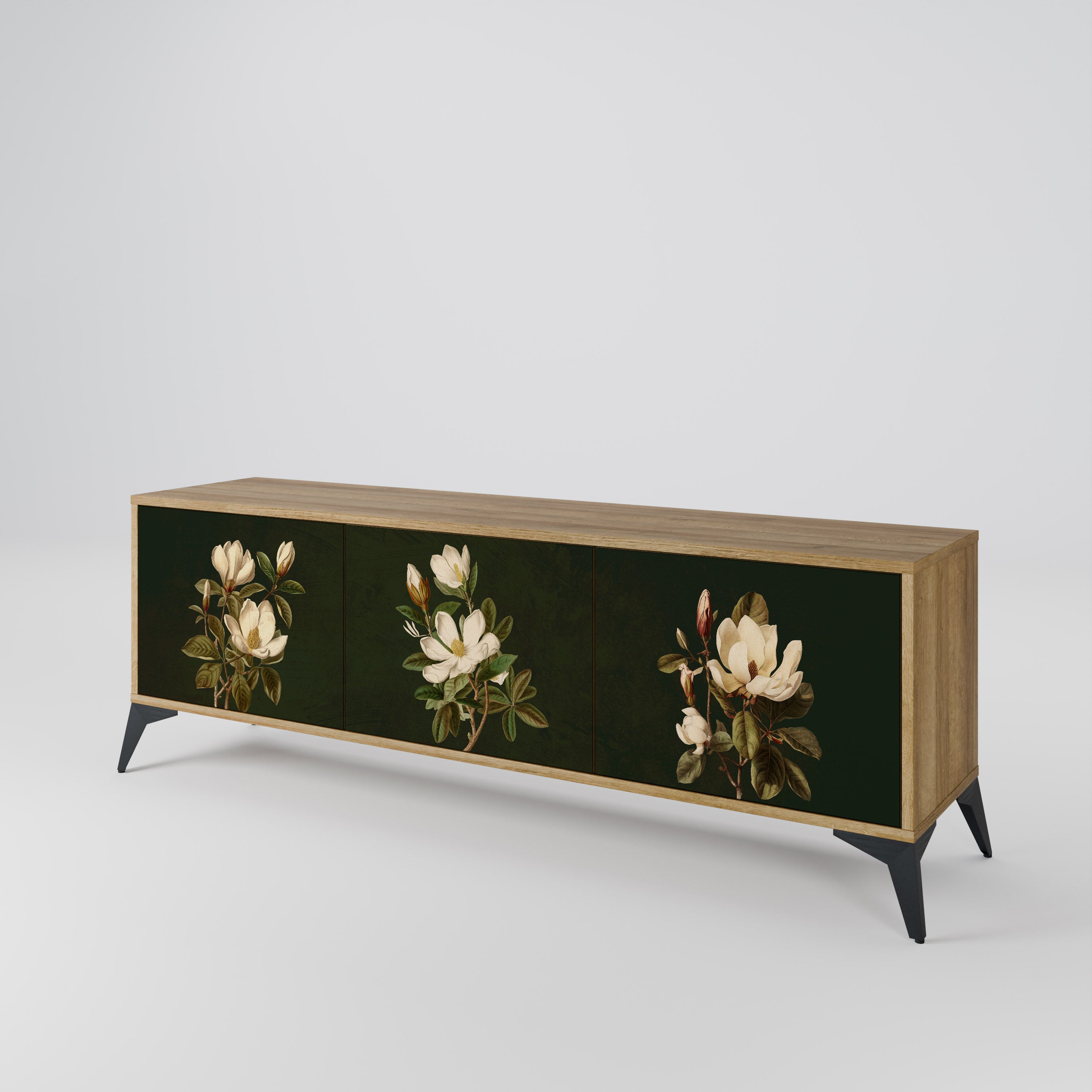 FLORAL NOIR Třídveřový TV stolek