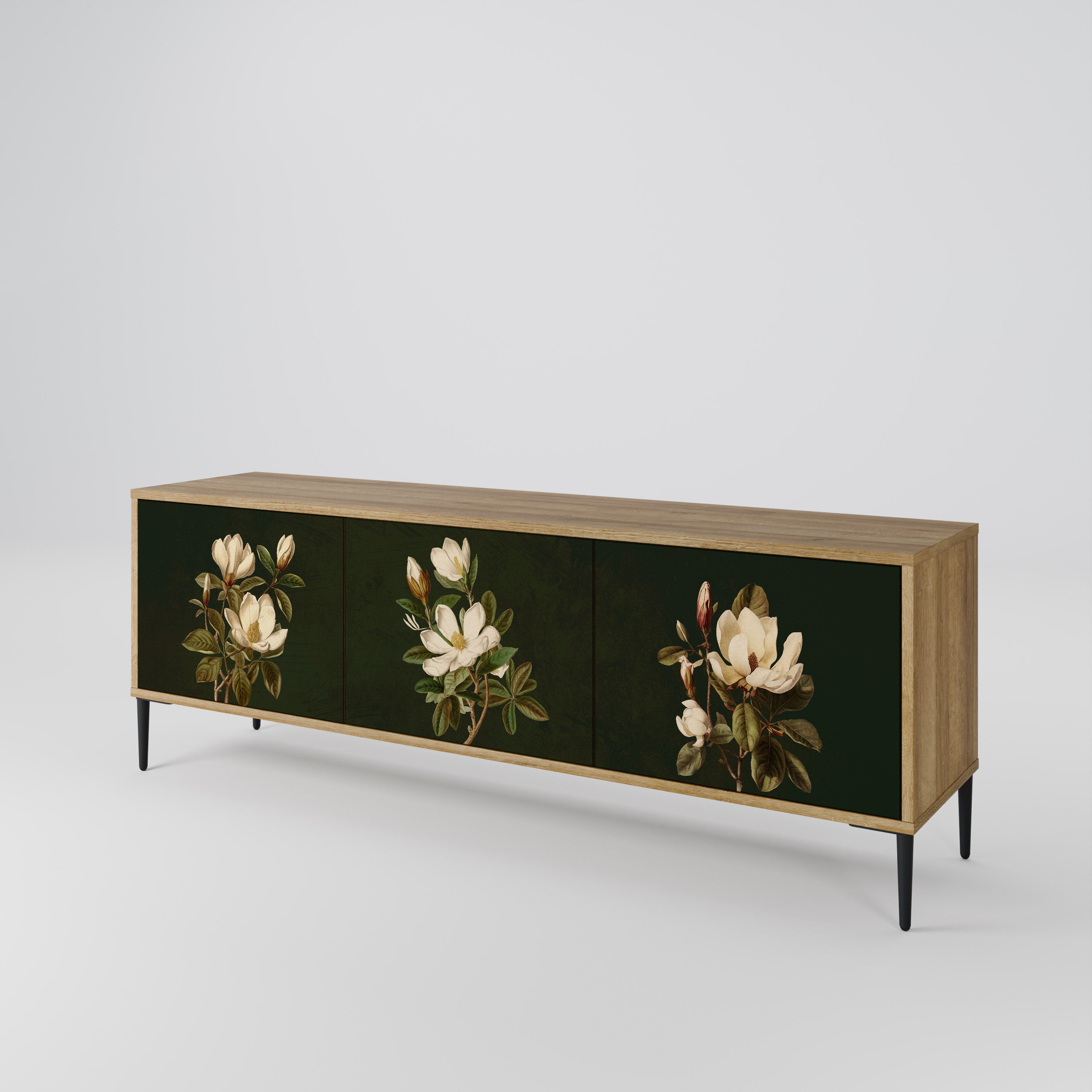 FLORAL NOIR Třídveřový TV stolek