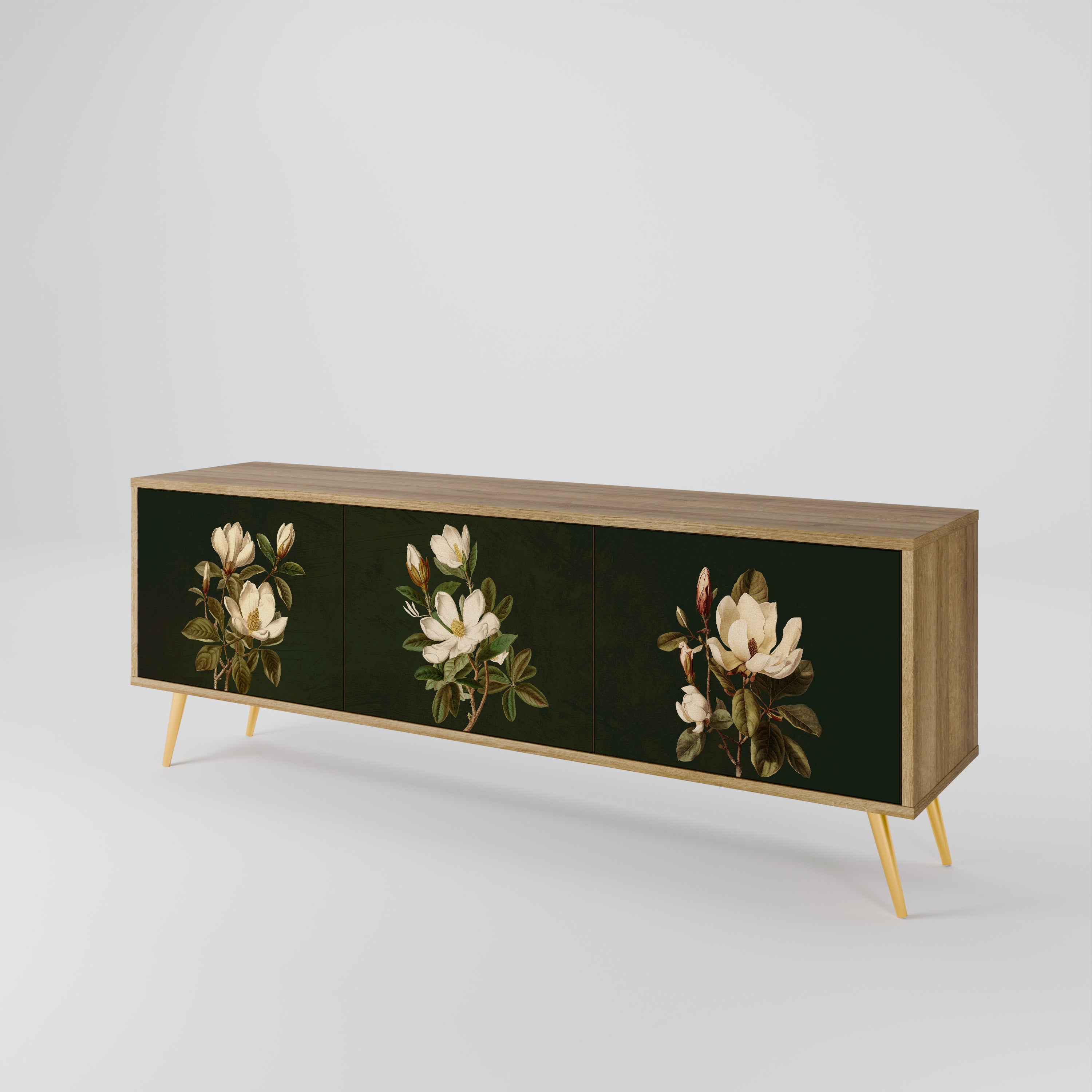 FLORAL NOIR Třídveřový TV stolek
