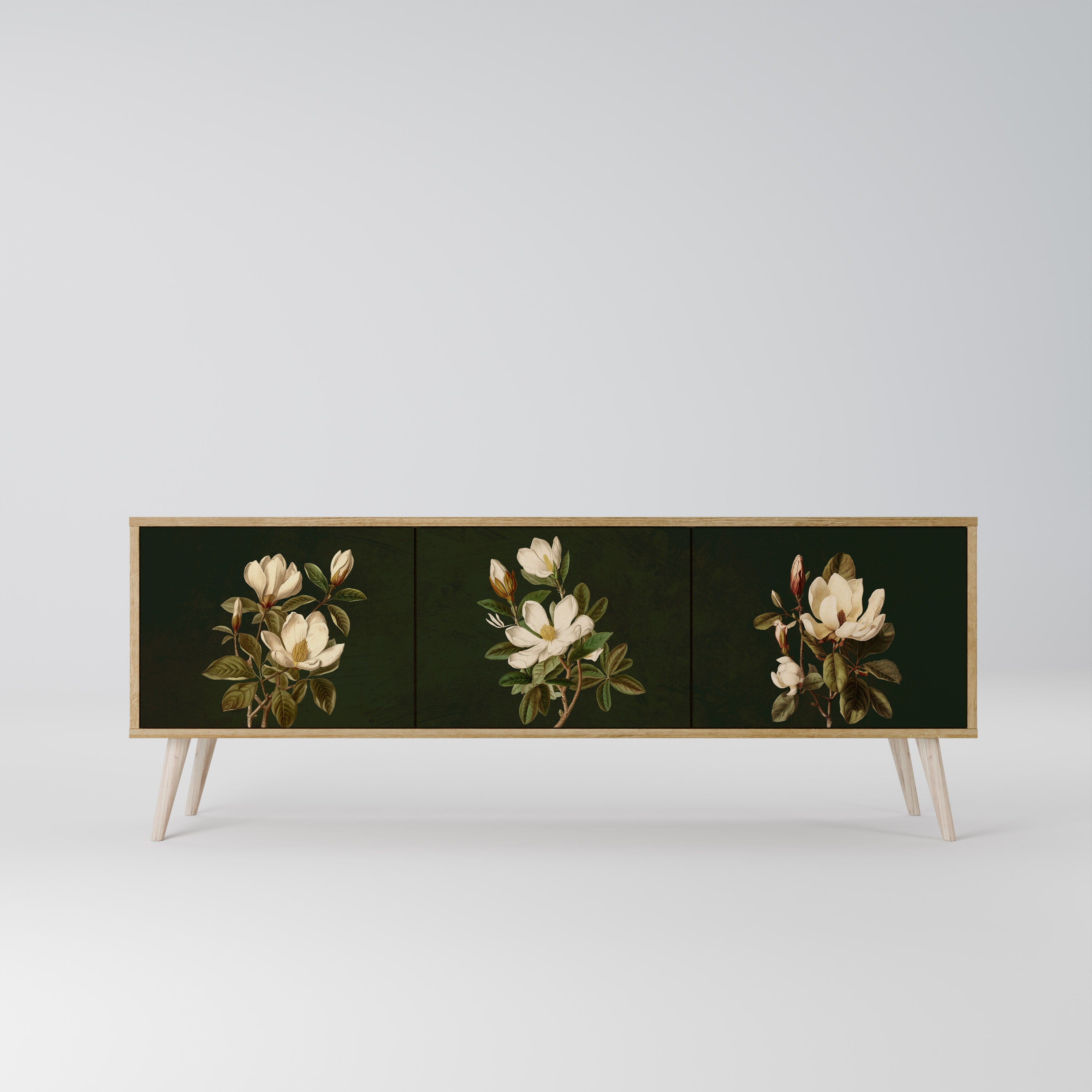 FLORAL NOIR Třídveřový TV stolek
